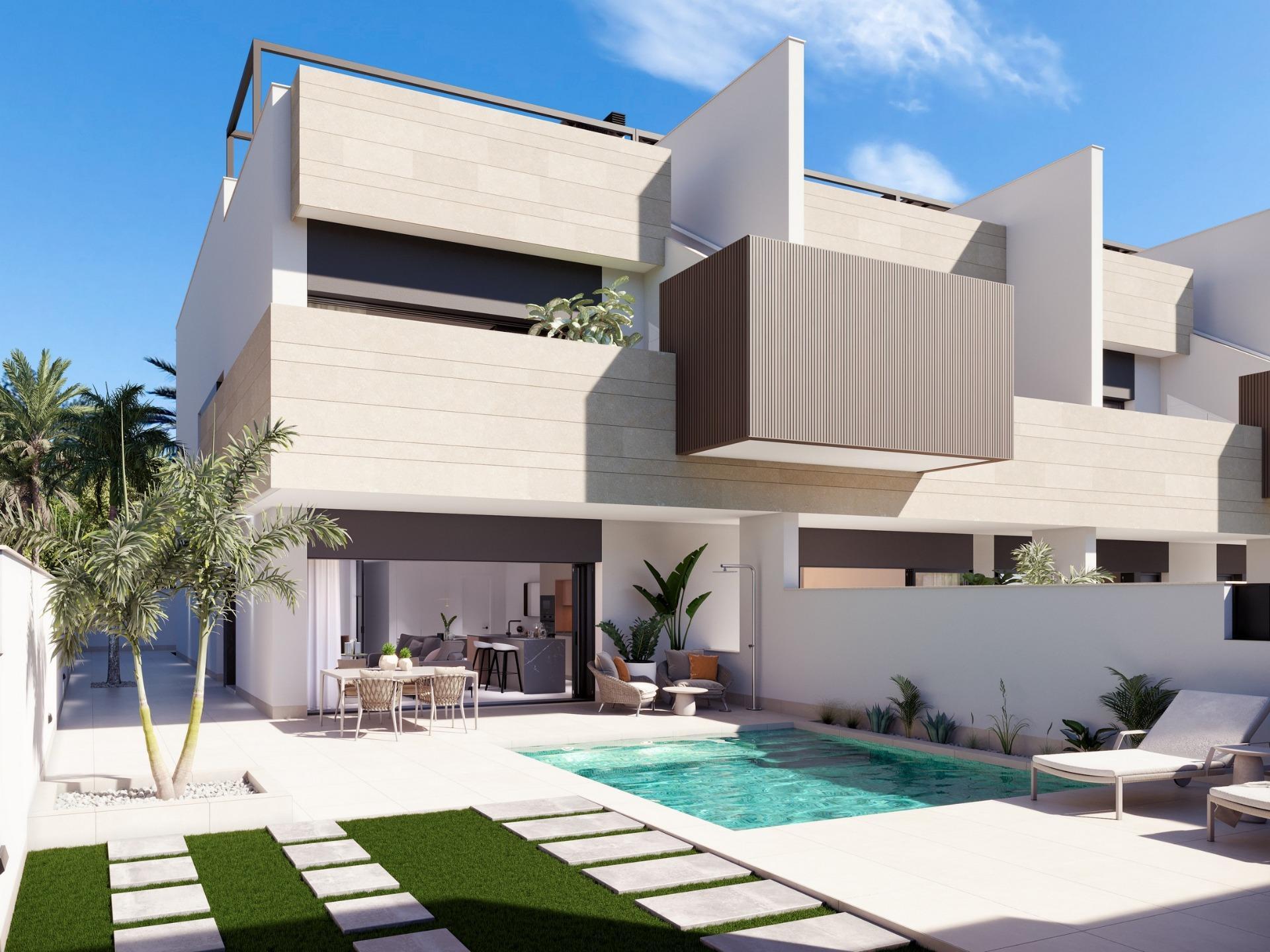 Chalet de obra nueva con piscina privada en Pilar de la Horadada — 3 dorm.