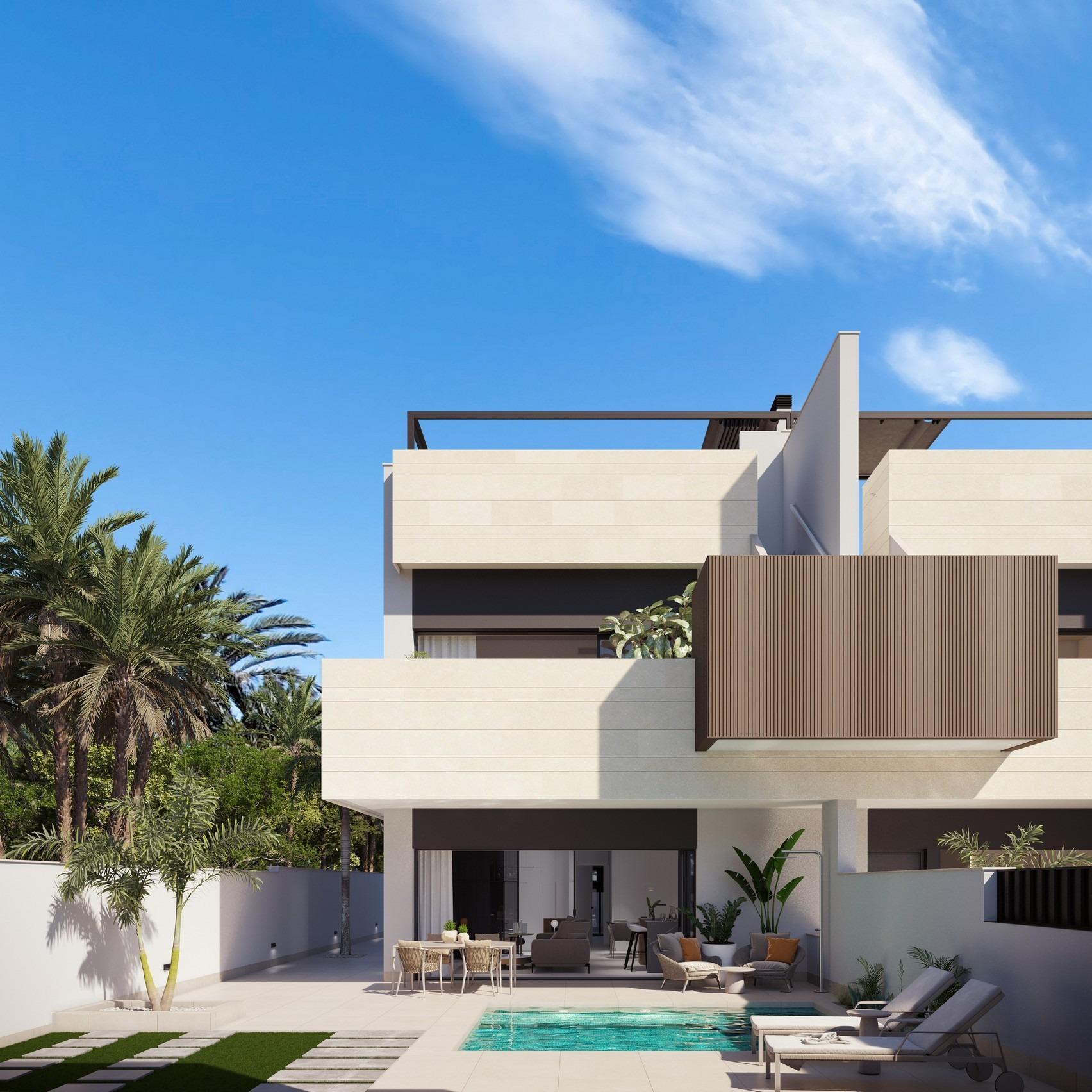 Chalet de obra nueva con piscina privada en Pilar de la Horadada — 3 dorm.