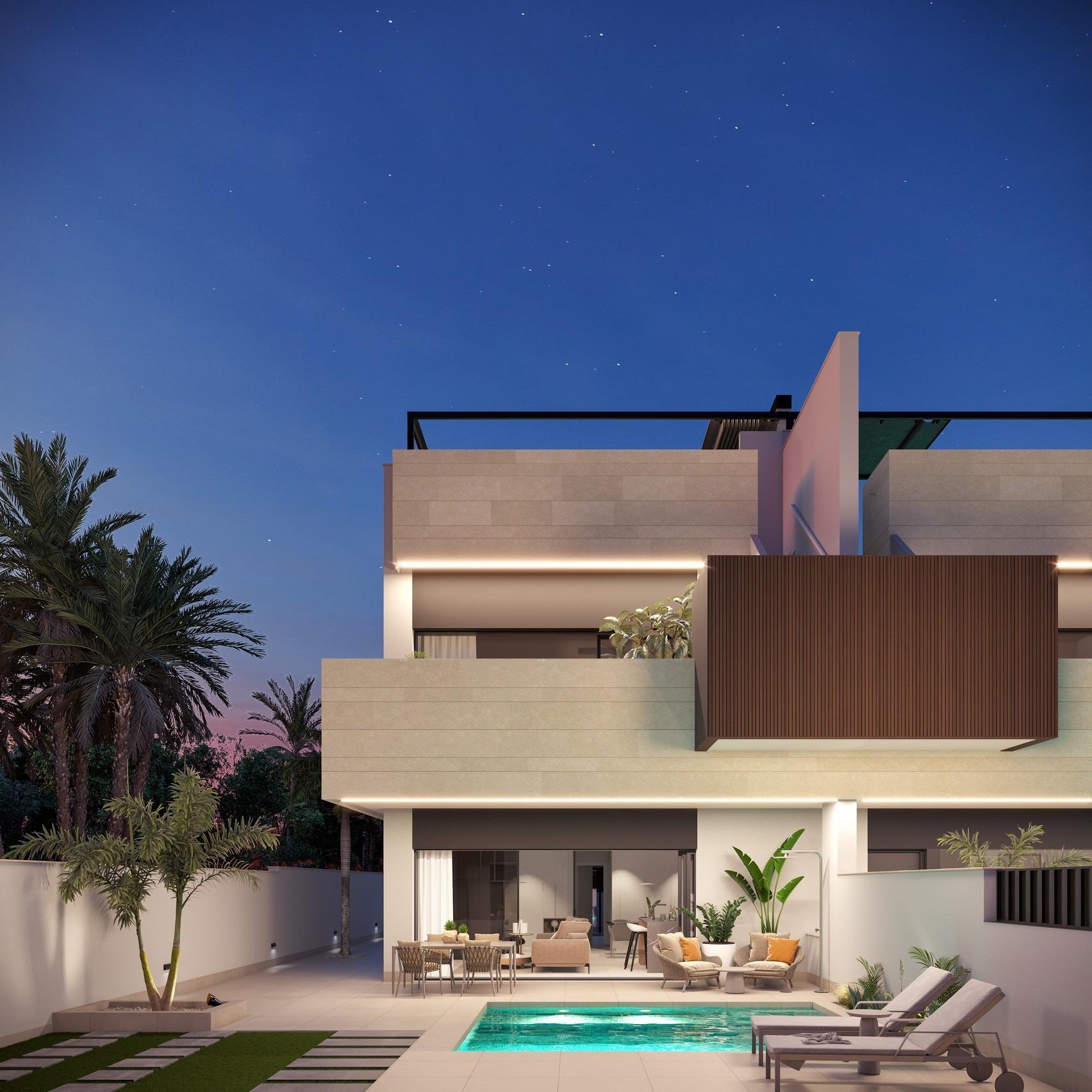 Chalet de obra nueva con piscina privada en Pilar de la Horadada — 3 dorm.