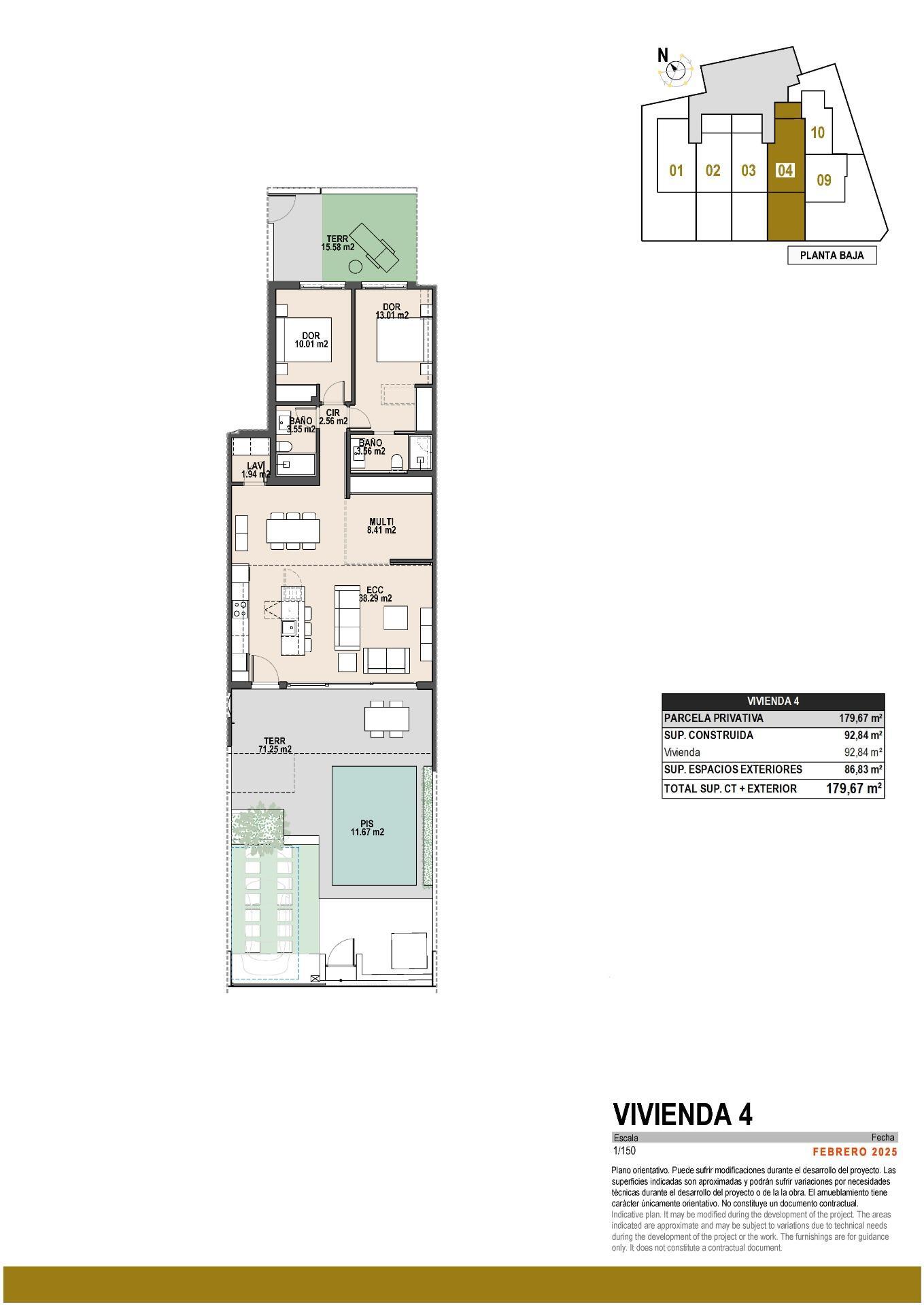 Chalet de obra nueva con piscina privada en Pilar de la Horadada — 3 dorm.
