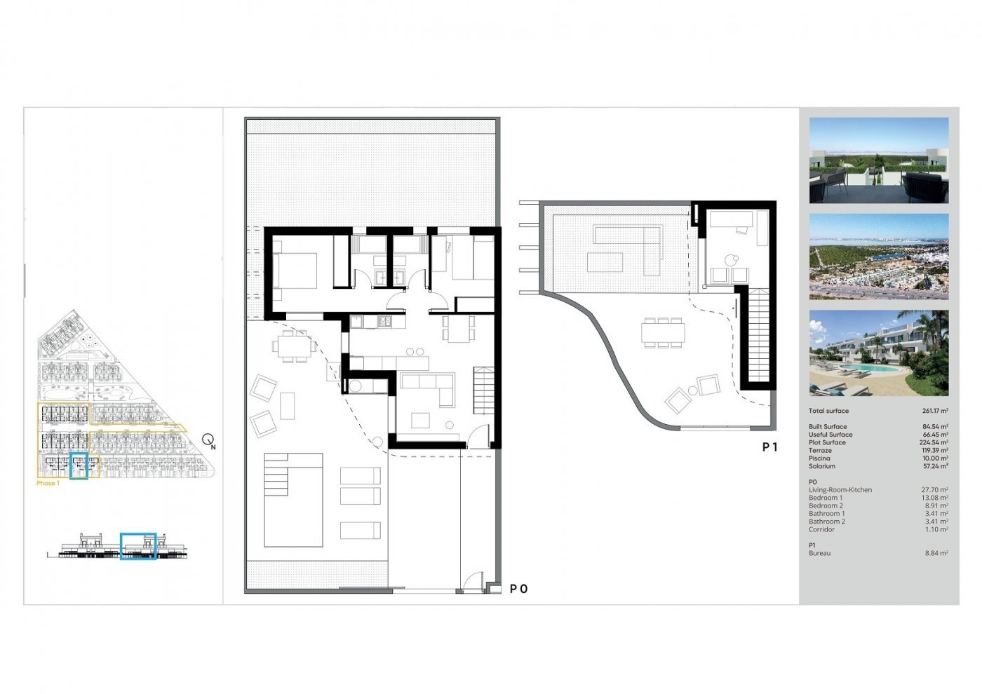Villa de obra nueva con piscina privada y vistas al lago rosa en Torrevieja