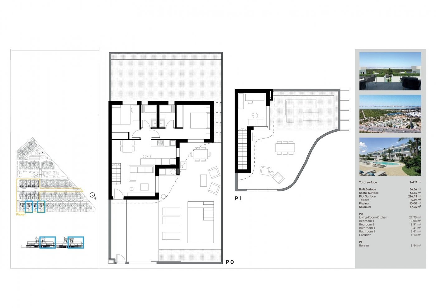 Villa de obra nueva con piscina privada y vistas al lago rosa en Torrevieja