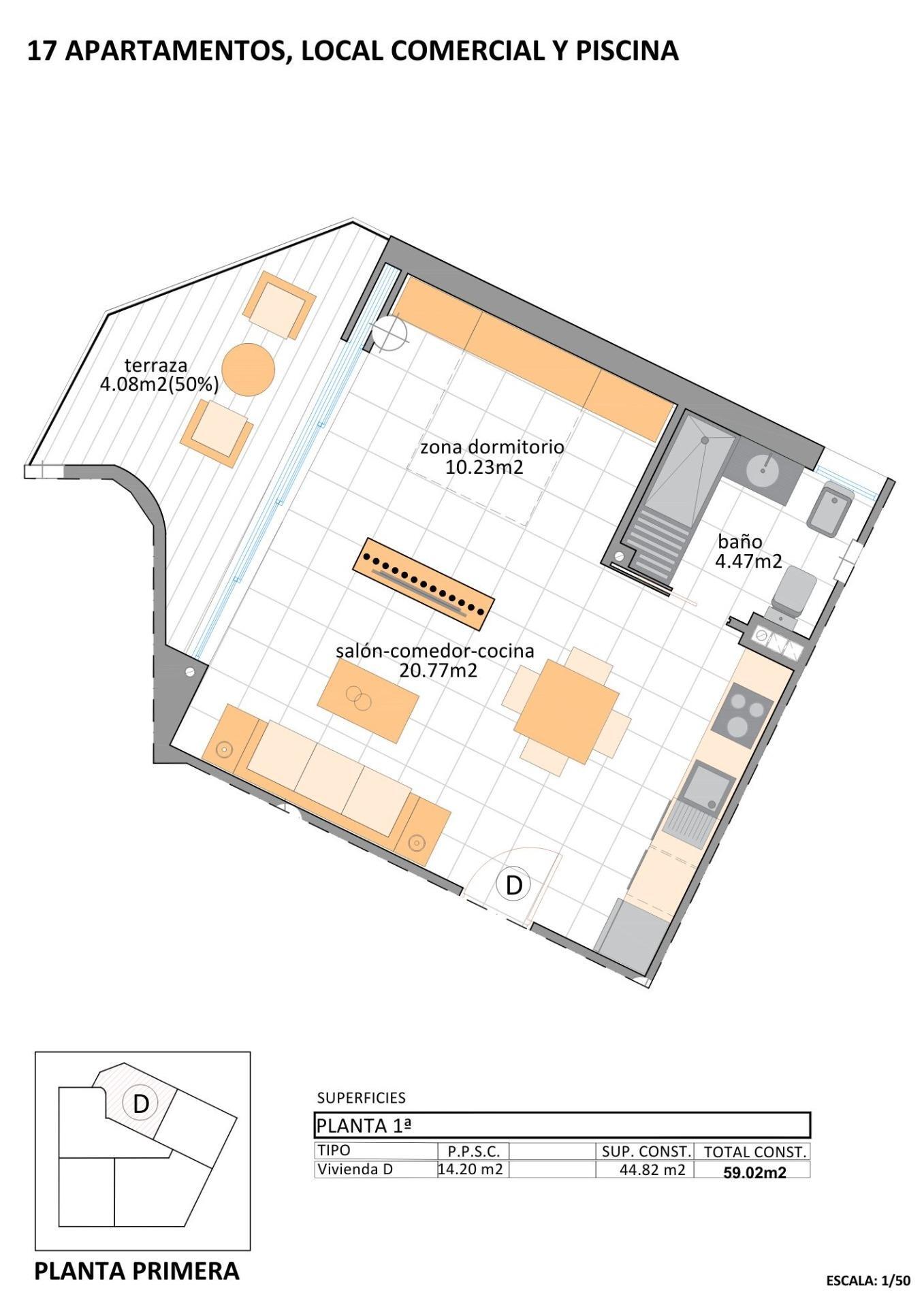 Estudio de obra nueva con licencia turística en Lo Pagán — Piscina en azotea