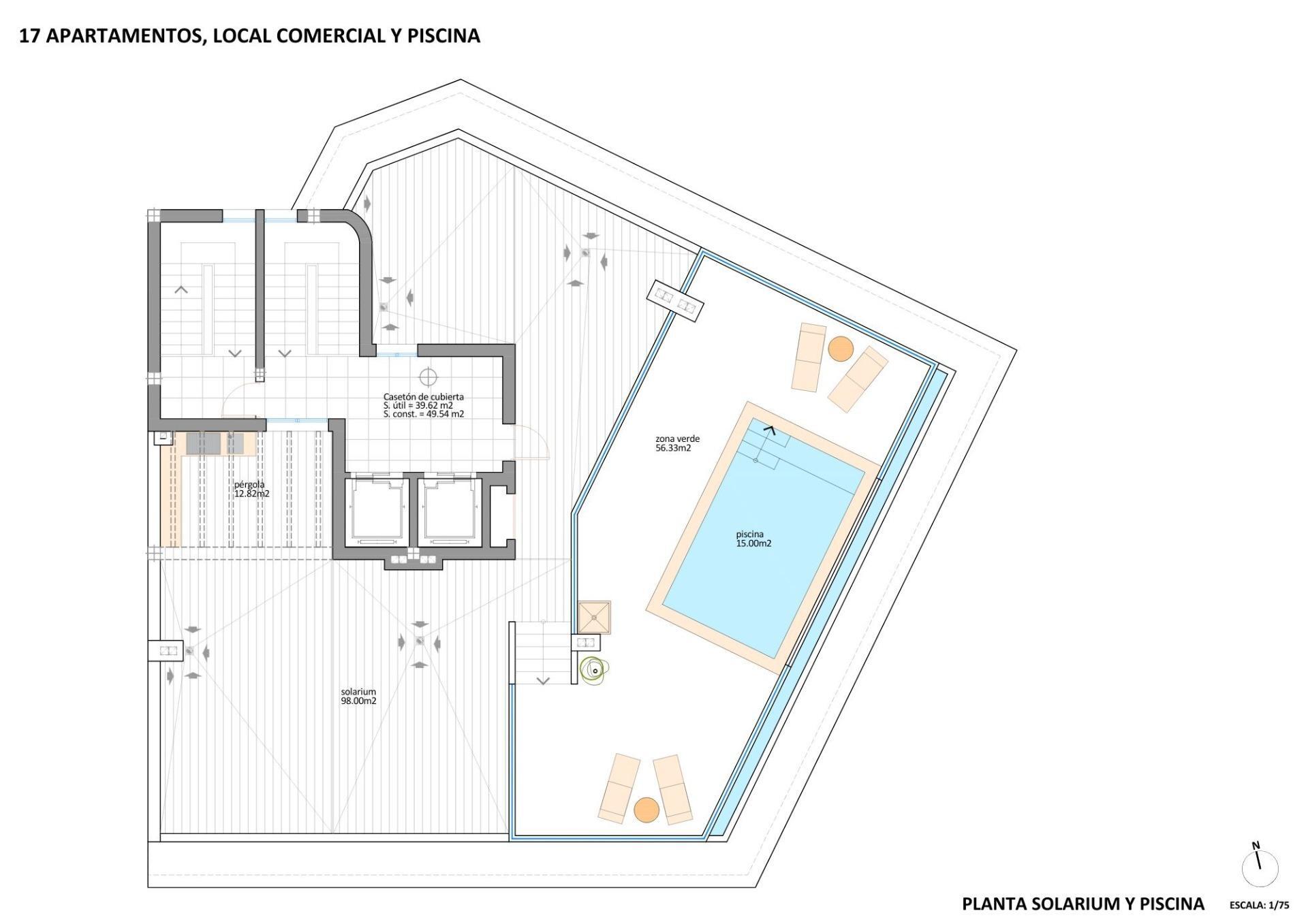 Estudio de obra nueva con licencia turística en Lo Pagán — Piscina en azotea