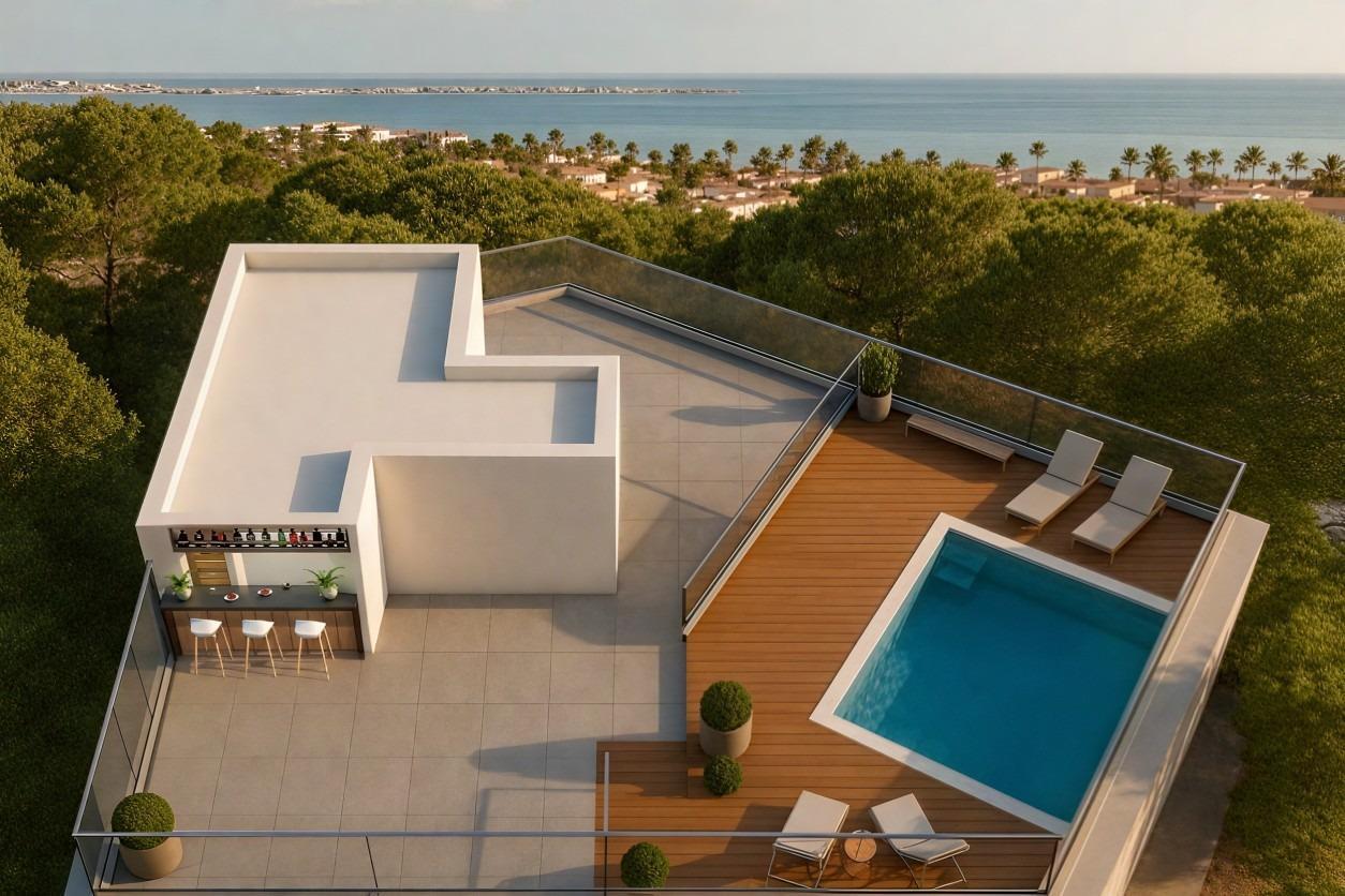 Estudio de obra nueva con licencia turística en Lo Pagán — Piscina en azotea