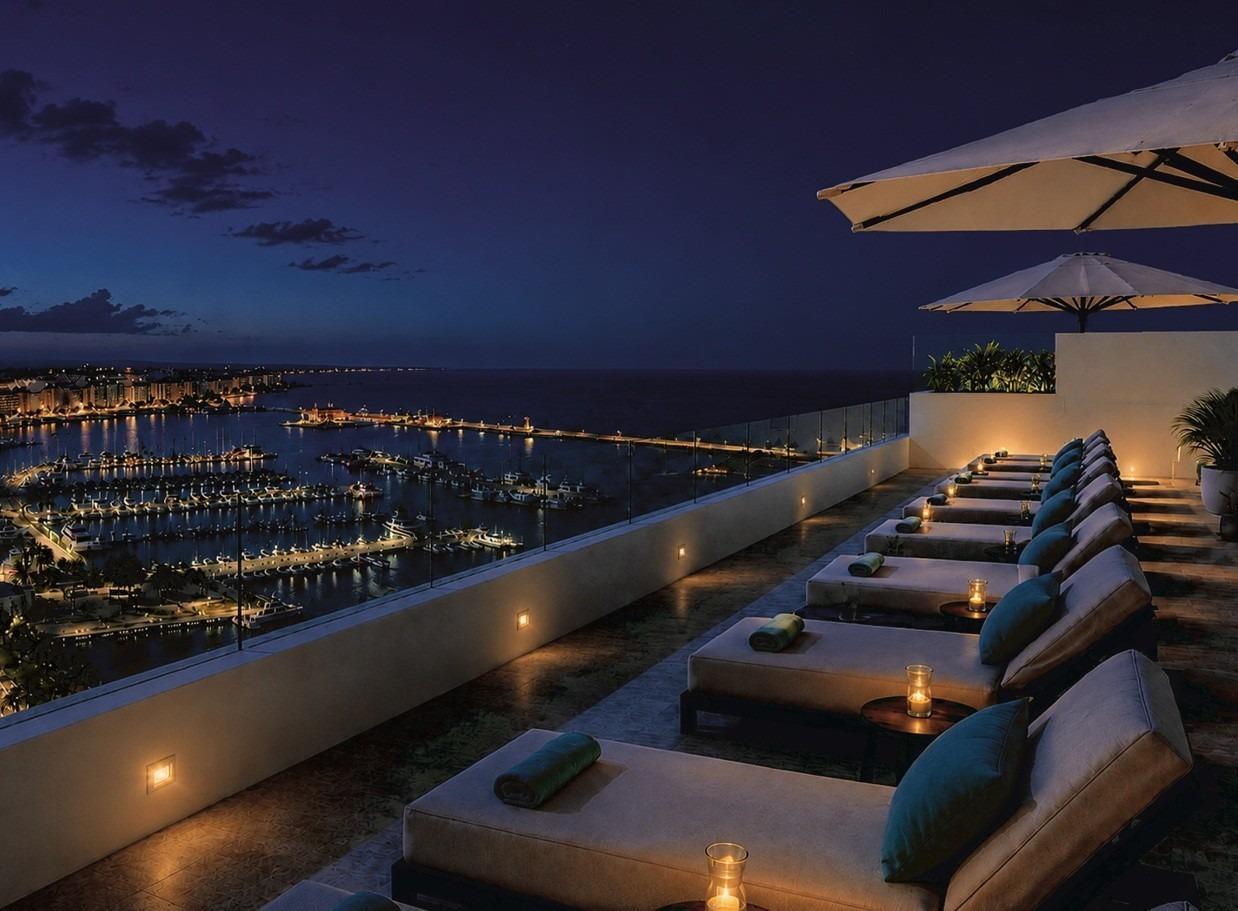 Apartamento de obra nueva con piscina a 100m del puerto de Torrevieja — 2 dorm.