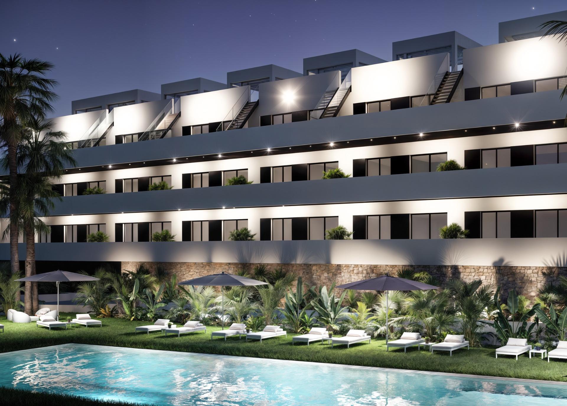 Apartamento de obra nueva con piscina privada y vistas al mar en Finestrat - 2 hab.