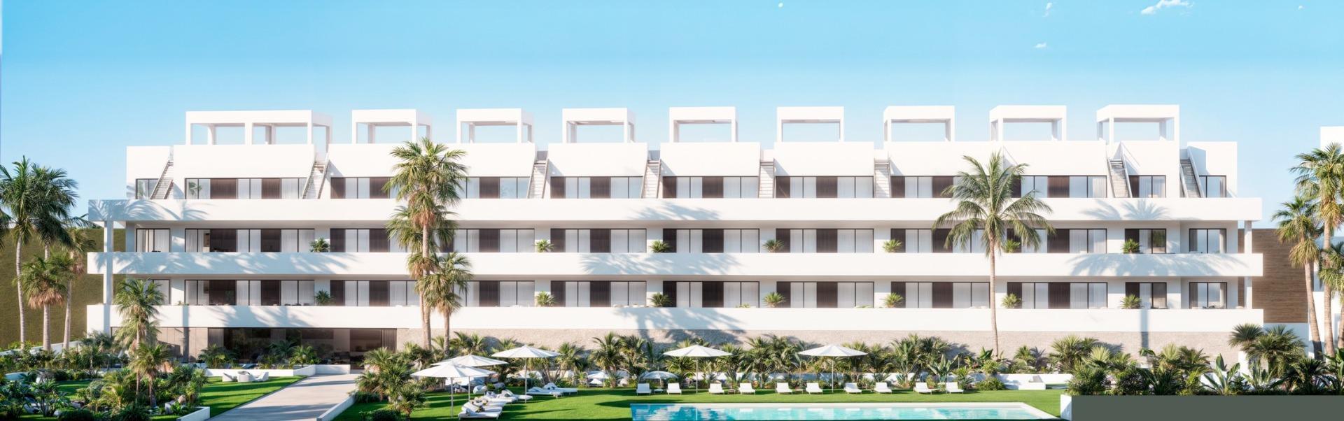 Apartamento de obra nueva con piscina privada y vistas al mar en Finestrat - 2 hab.