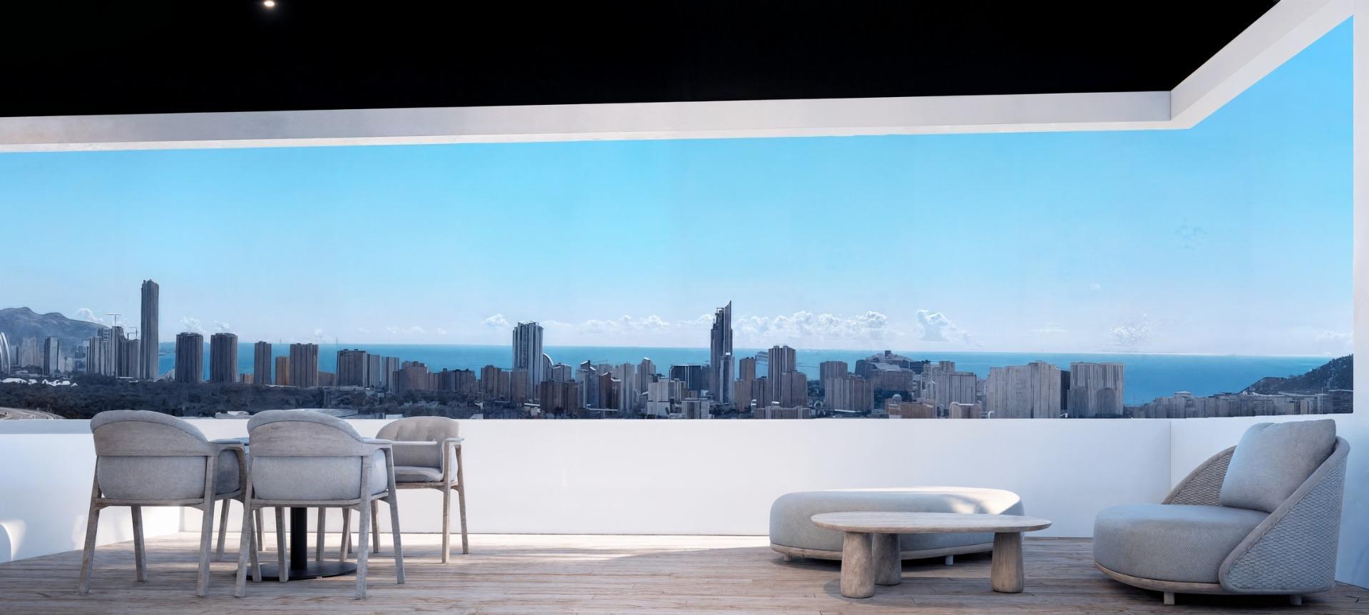Ático con piscina privada y vistas al skyline de Benidorm en Finestrat