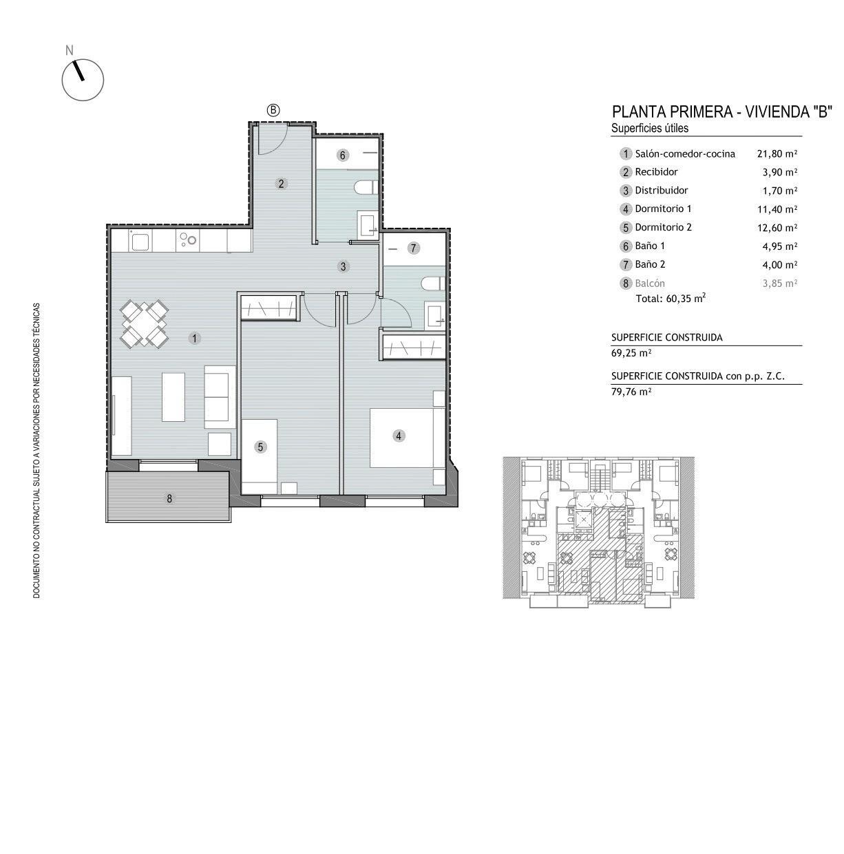 Apartamento obra nueva a 200m de la playa en Puerto de Mazarrón - 2 dorm.