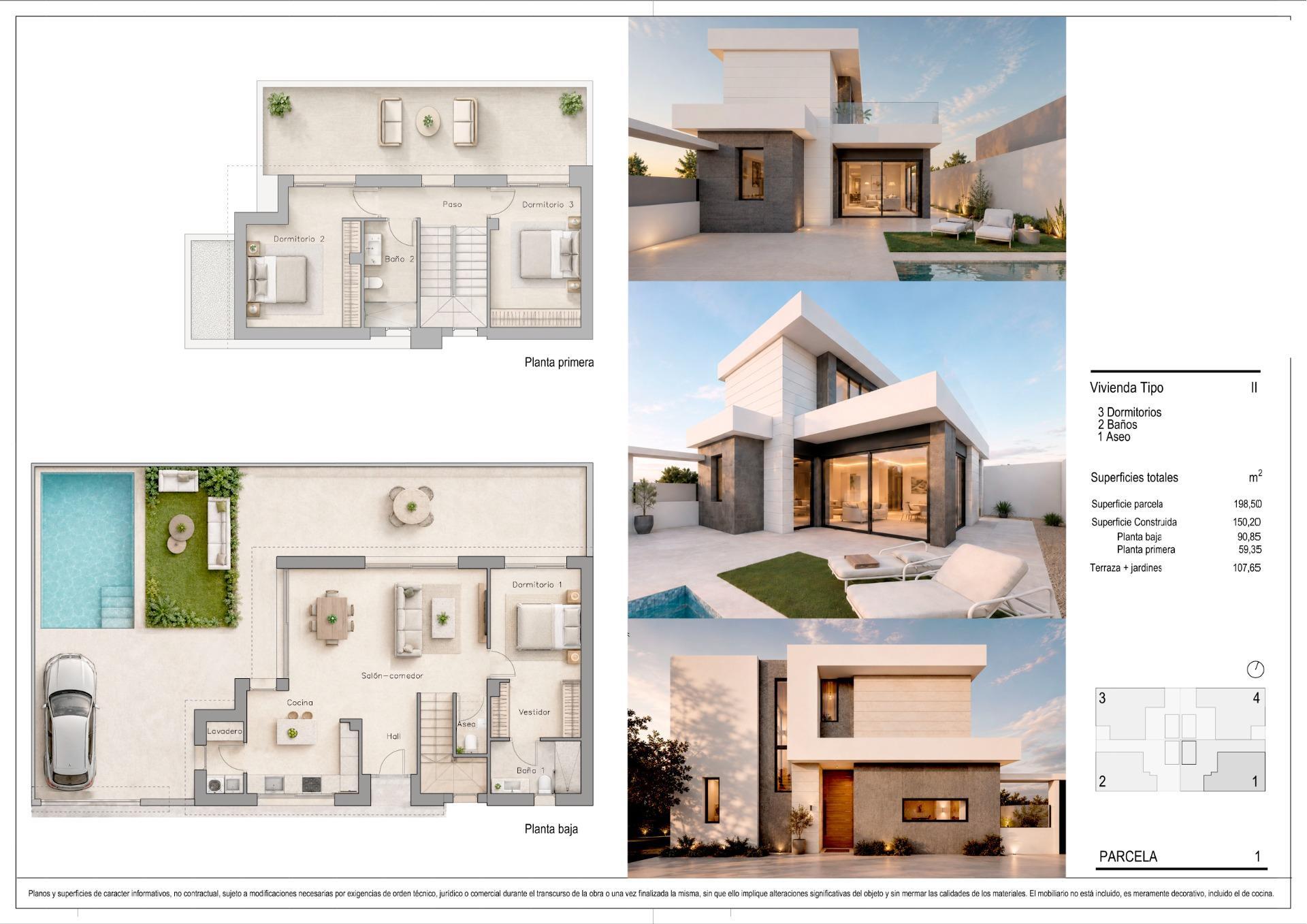 Villa de obra nueva con piscina privada en Pilar de la Horadada — 3 dorm.