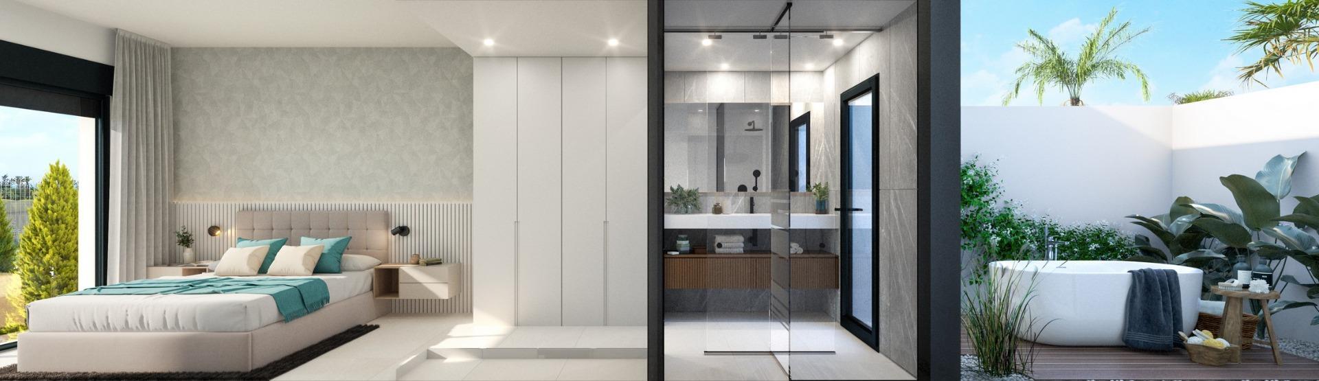 Villa de obra nueva en primera línea de golf en Los Alcázares — Piscina privada