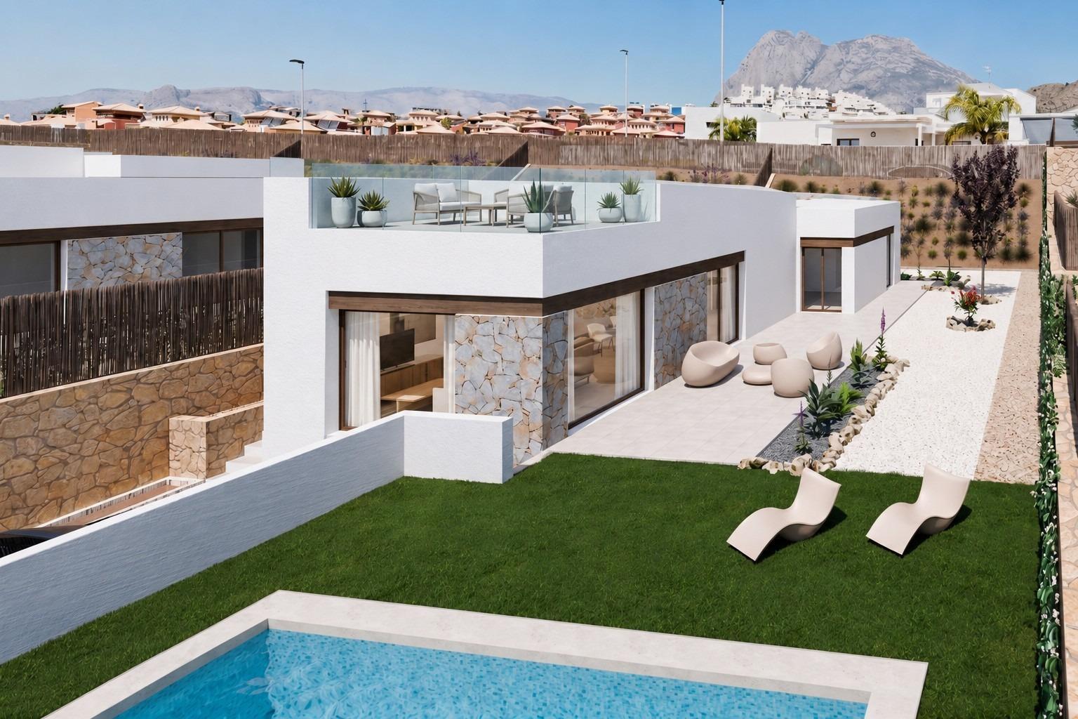 Villa de diseño con piscina privada y vistas panorámicas en Finestrat - 3 dorm.