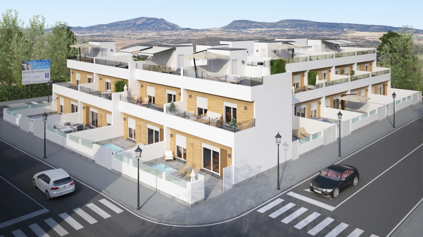 Adosado de obra nueva con piscina privada en Avileses — 3 dorm. y solárium
