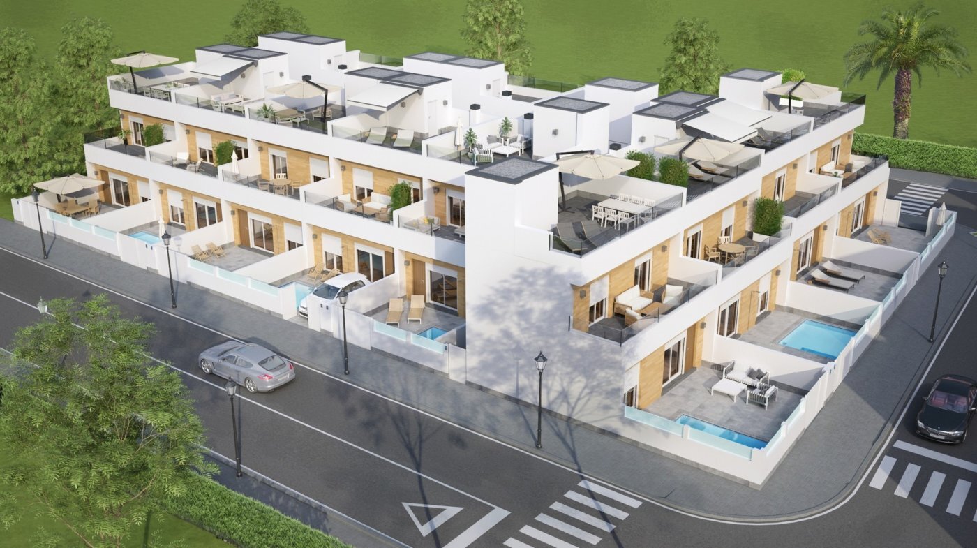 Adosado de obra nueva con piscina privada en Avileses — 3 dorm. y solárium