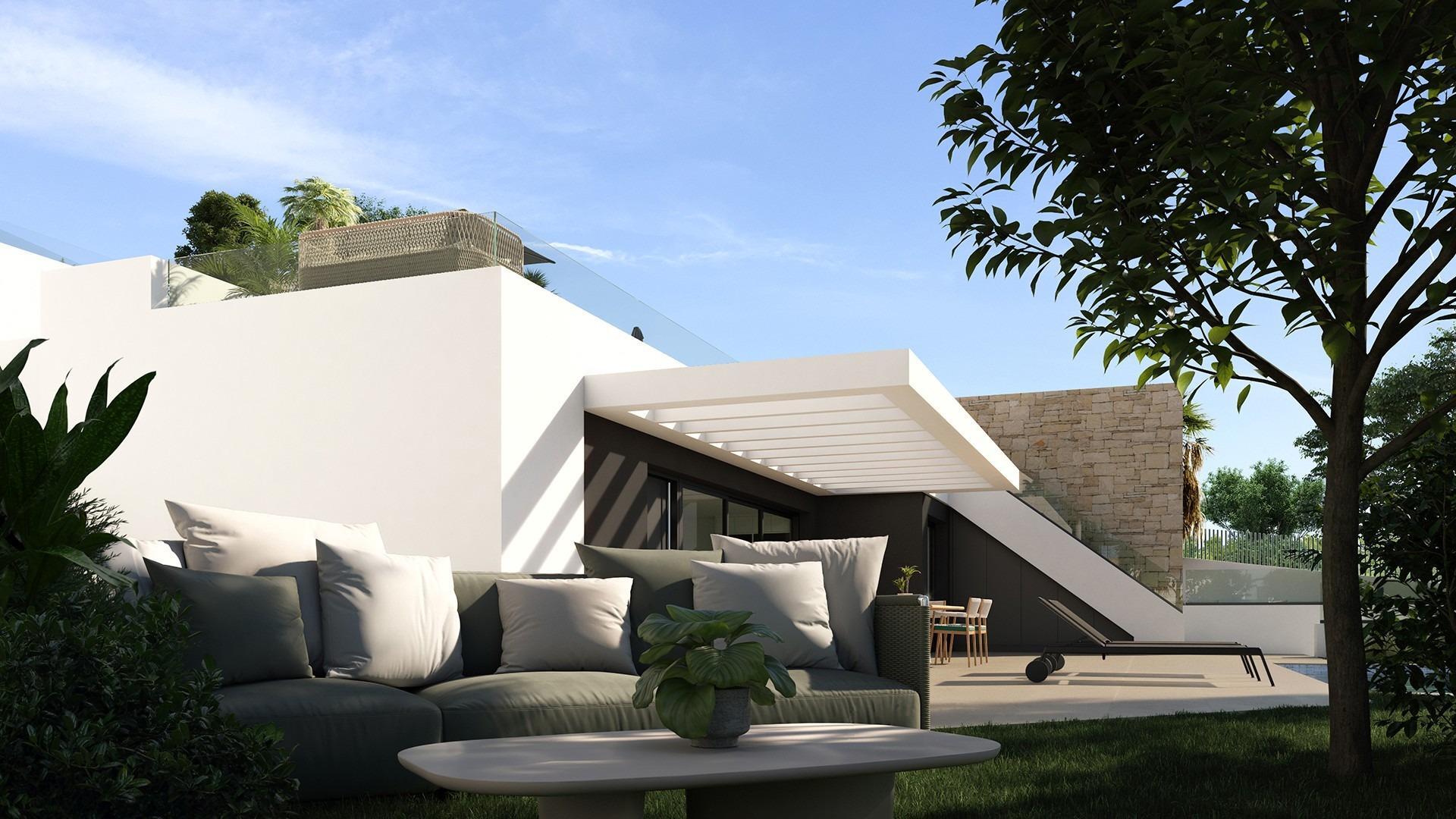 Villa de obra nueva en Mutxamel con piscina privada y vistas al mar - 3 Dorm.