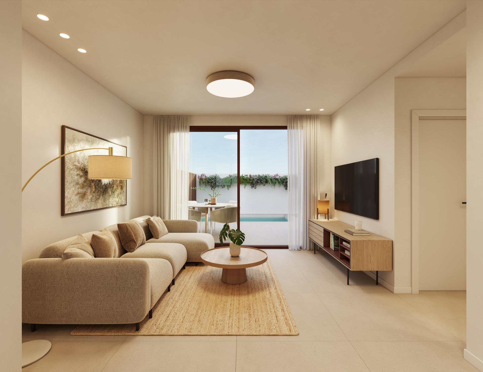 Chalet de obra nueva con piscina privada en San Pedro del Pinatar — 2 dorm.
