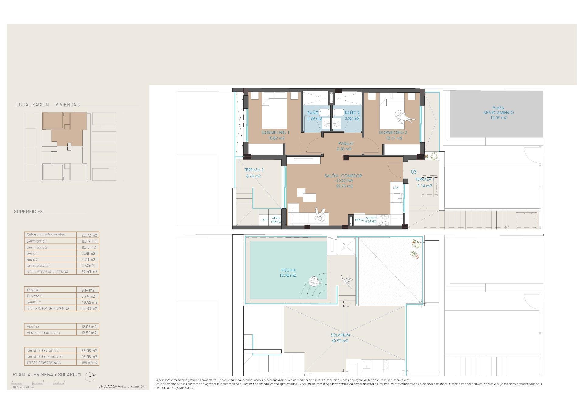 Chalet de obra nueva con piscina privada en San Pedro del Pinatar — 2 dorm.