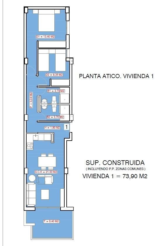 Ático de obra nueva con piscina privada a 250m de la playa en Torrevieja