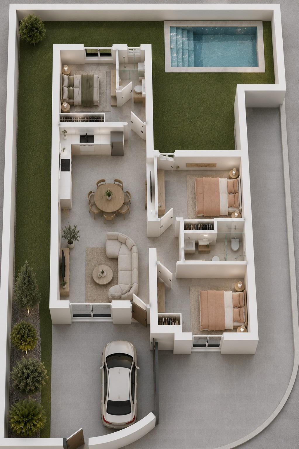 Villa de obra nueva con piscina privada en Mazarrón Country Club — 3 dorm.