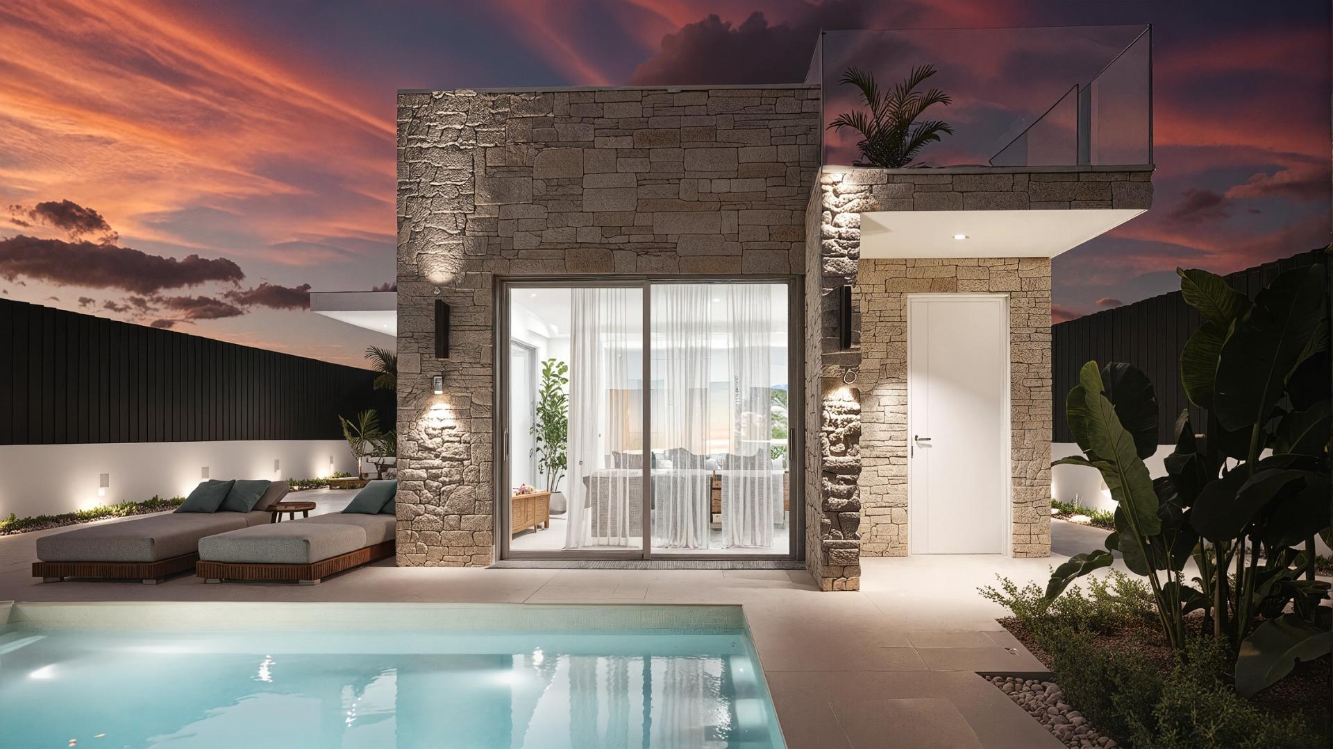 Villa de lujo en Los Alcázares con piscina privada y solárium de 100 m²