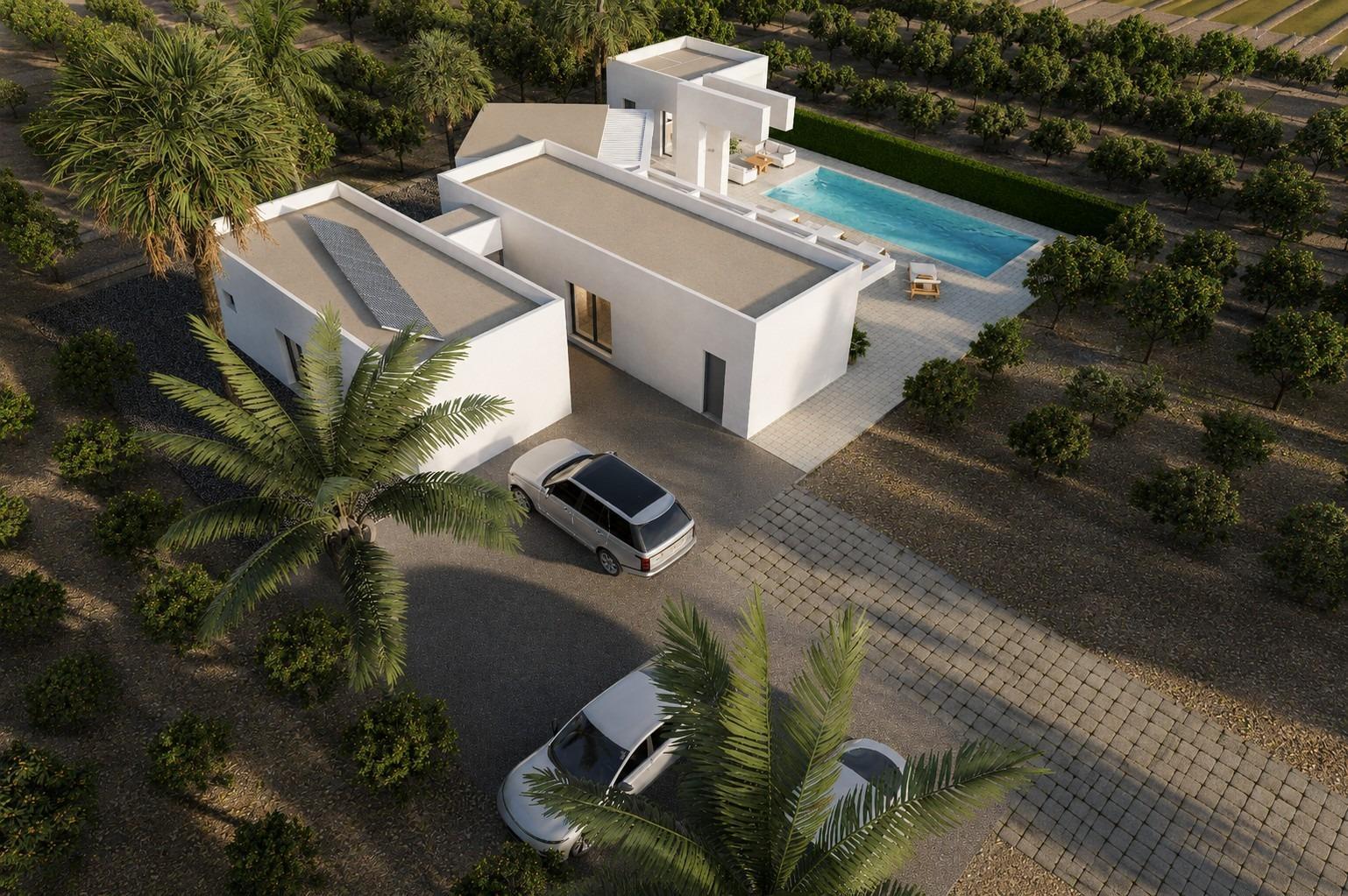 Villa de obra nueva en Benejúzar con 11.559 m² de parcela y piscina privada