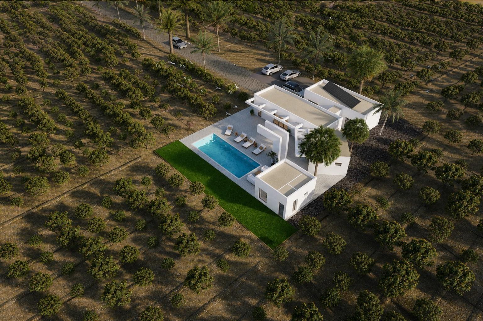 Villa de obra nueva en Benejúzar con 11.559 m² de parcela y piscina privada