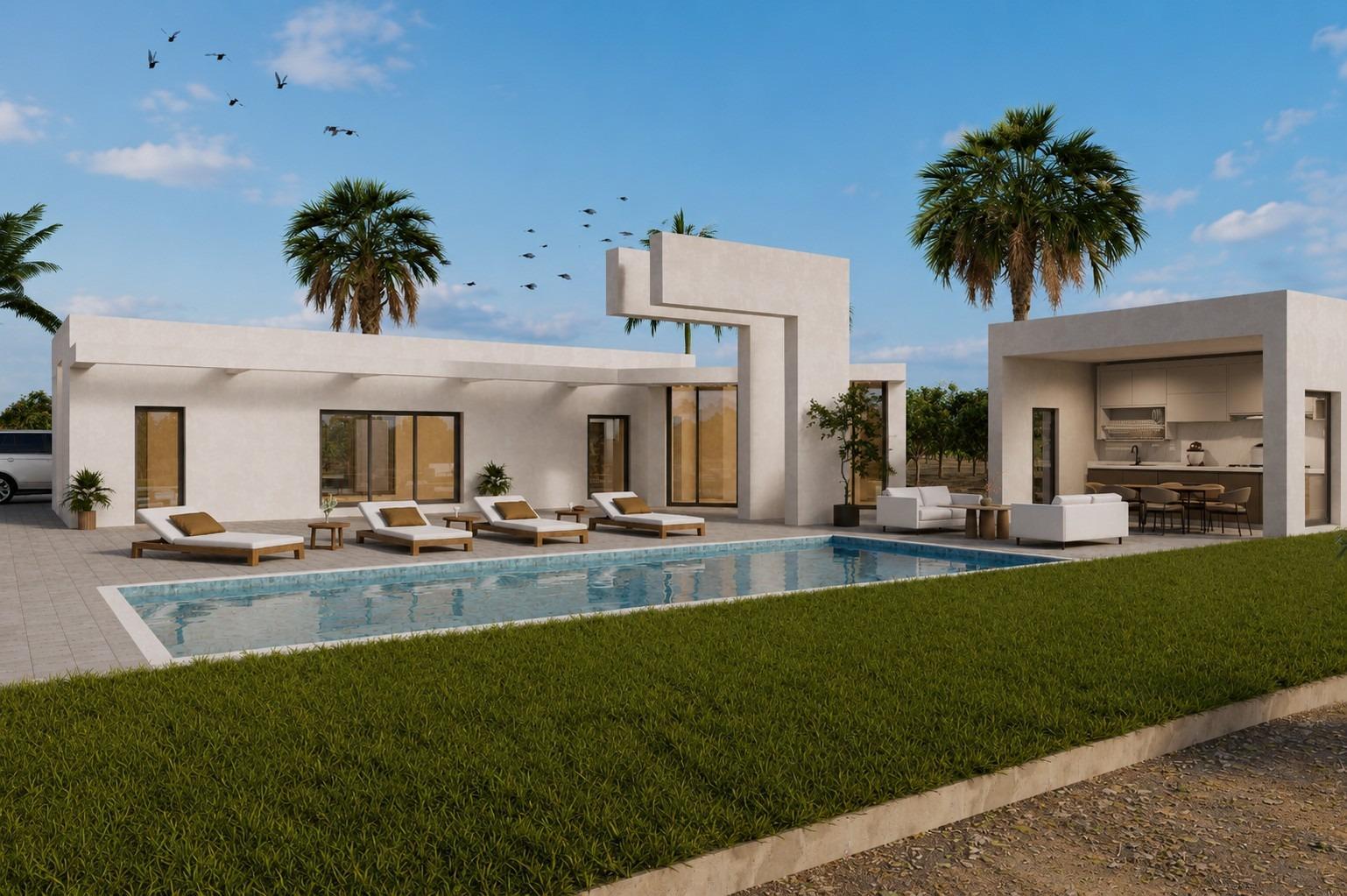 Villa de obra nueva en Benejúzar con 11.559 m² de parcela y piscina privada