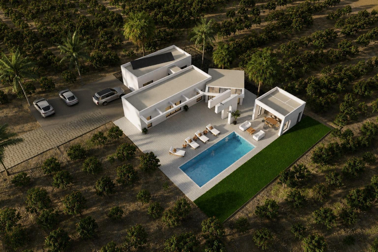 Villa de obra nueva en Benejúzar con 11.559 m² de parcela y piscina privada