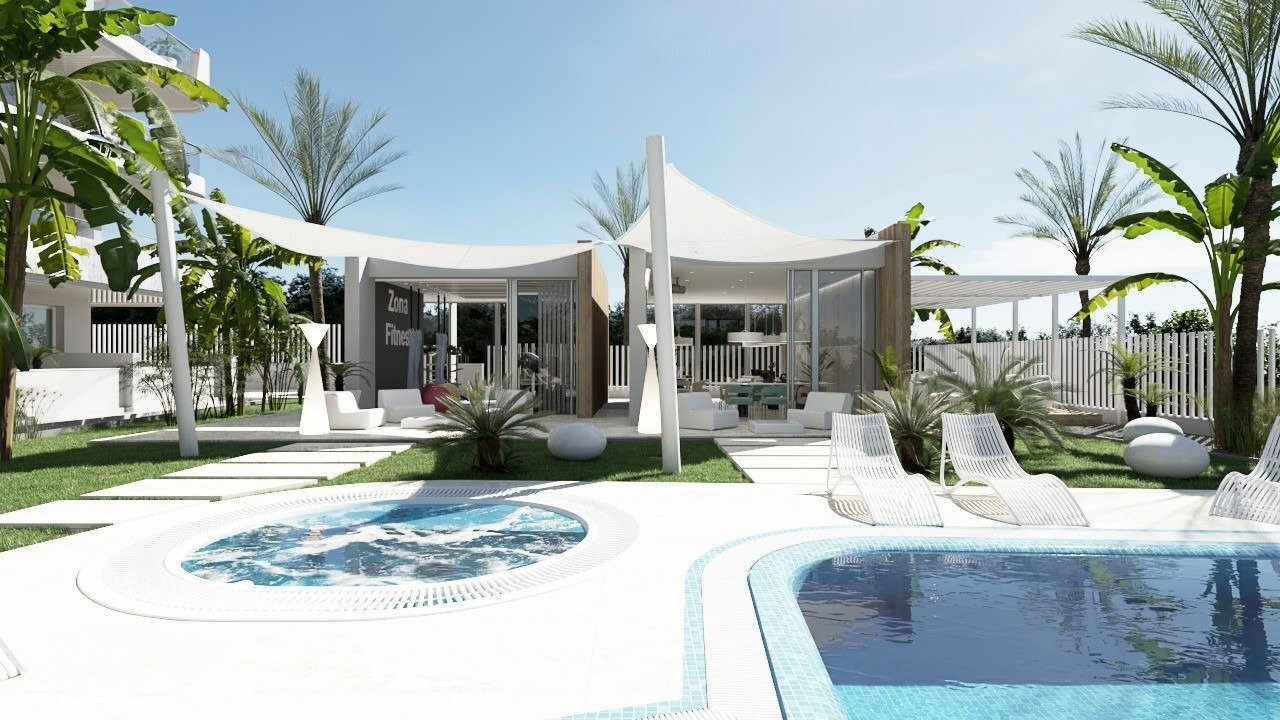 Apartamento de obra nueva con piscina privada en Lomas de Cabo Roig — 2 dorm.