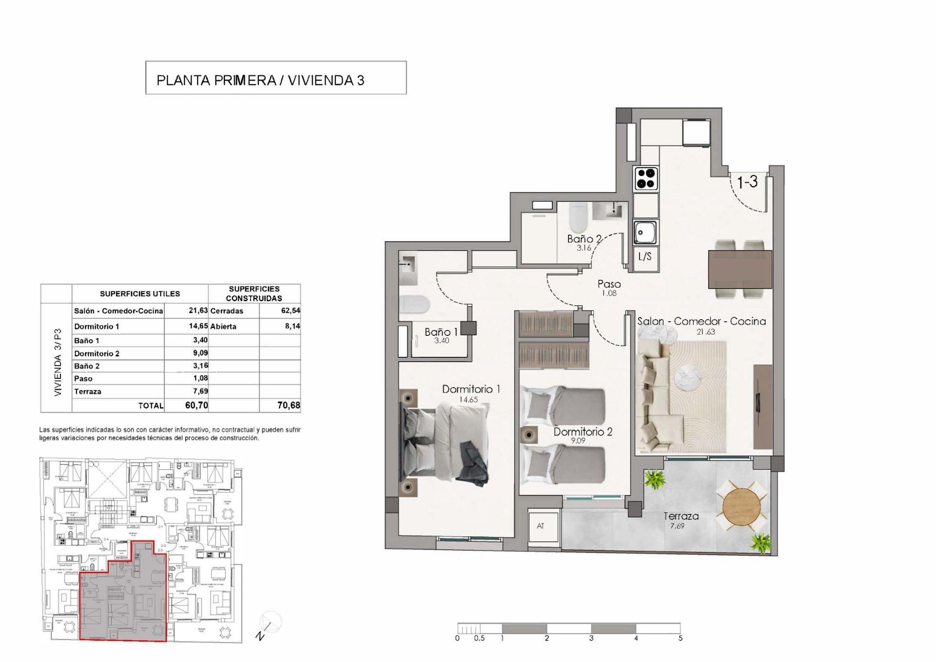 Apartamento de obra nueva con piscina en azotea en Santa Pola — 2 dorm. y 2 baños