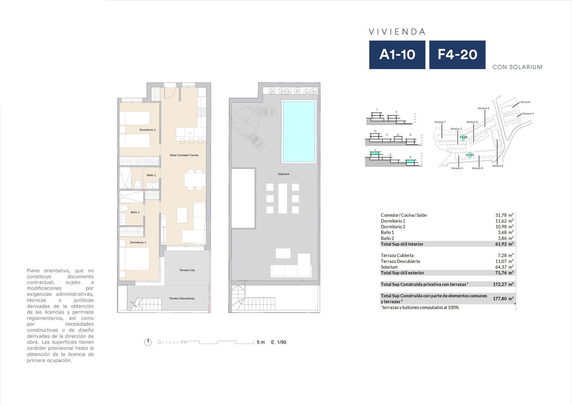 Ático de obra nueva con piscina privada y solarium en Alfaz del Pi — 2 Dorm.