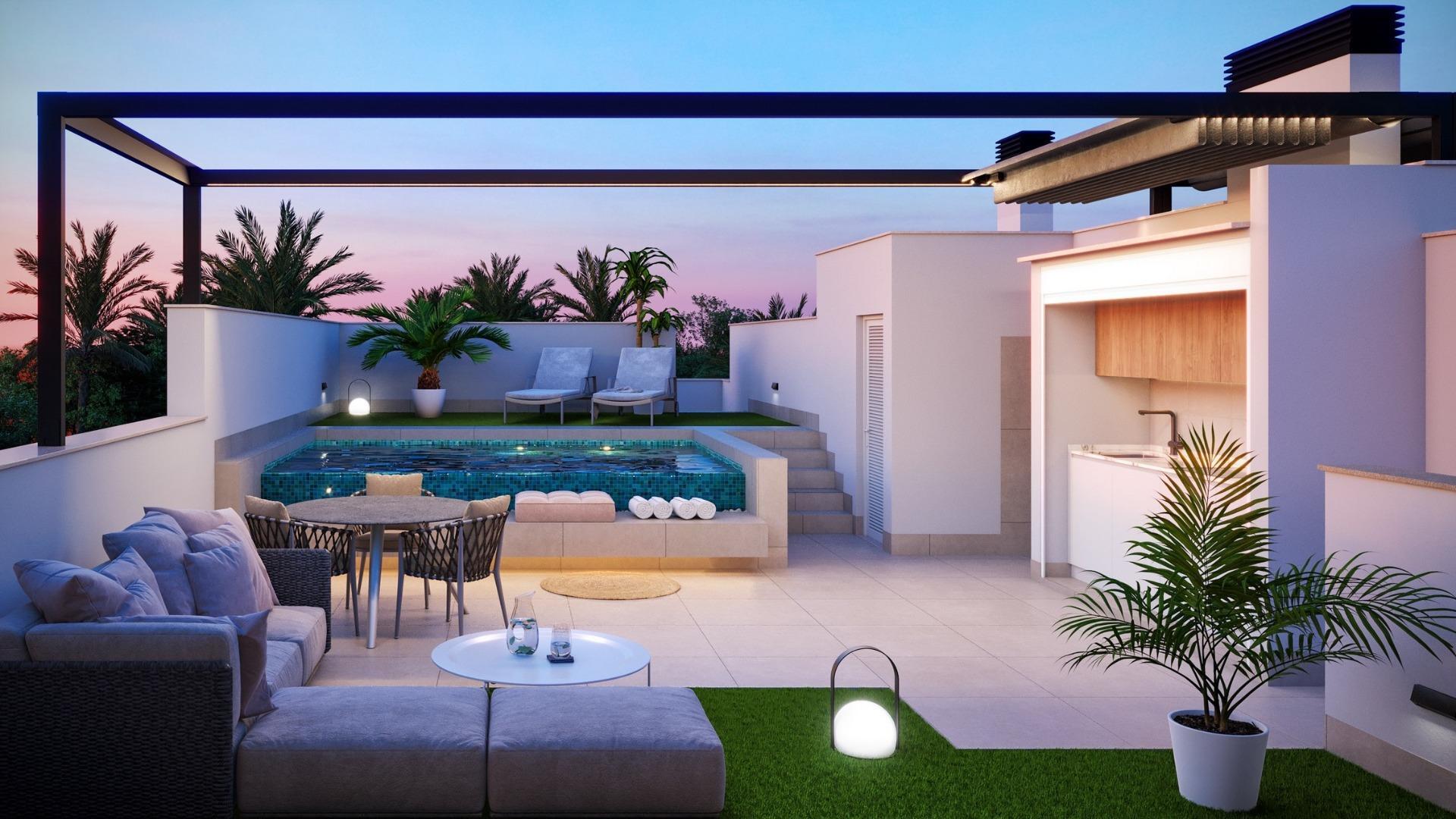 Chalet de obra nueva con piscina privada en Pilar de la Horadada — 3 dorm.