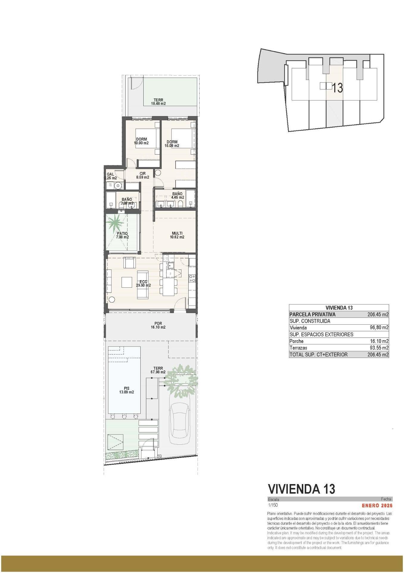 Chalet de obra nueva con piscina privada en Pilar de la Horadada — 3 Dorm.