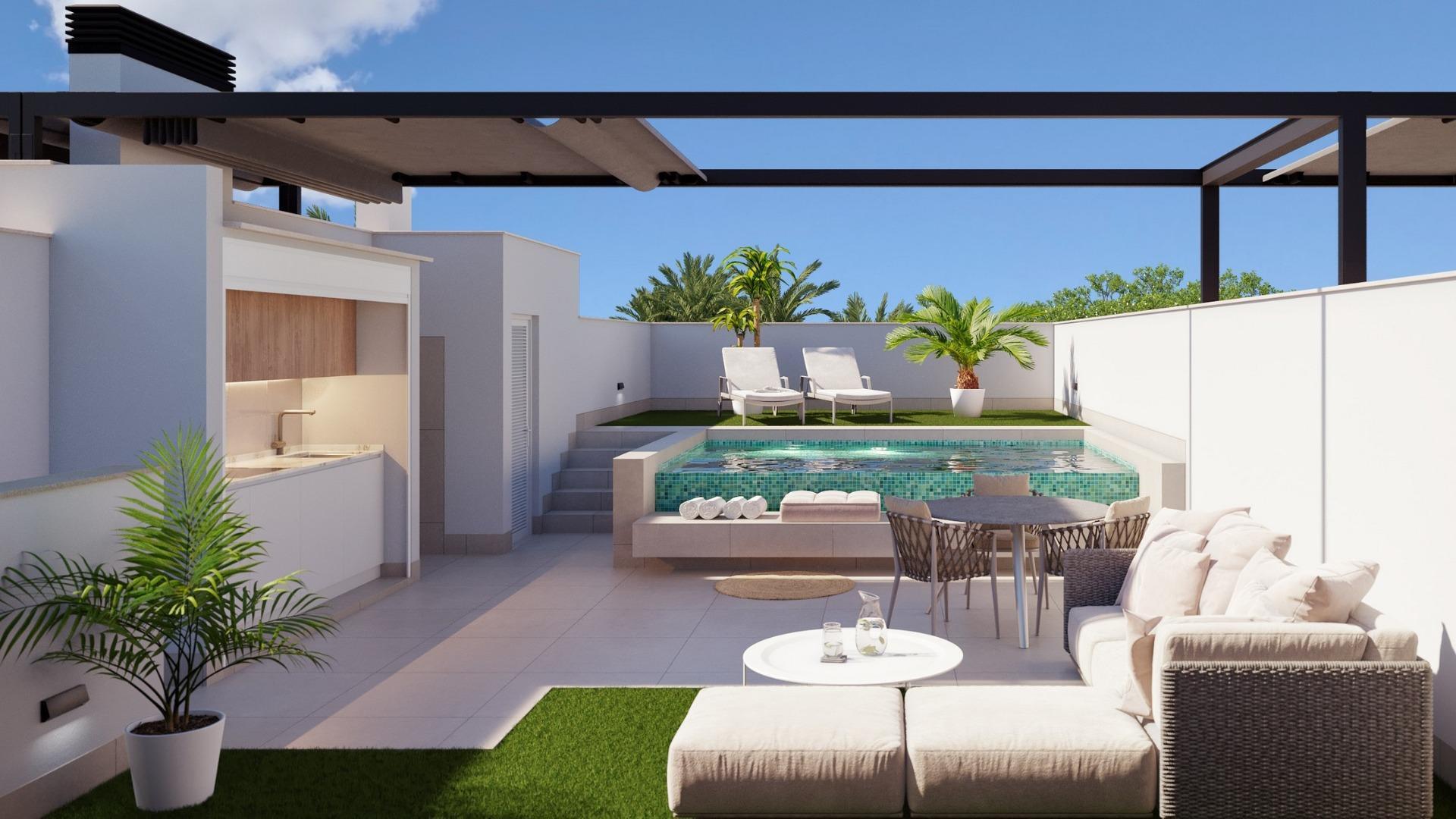 Chalet de obra nueva con piscina privada en Pilar de la Horadada — 3 Dorm.