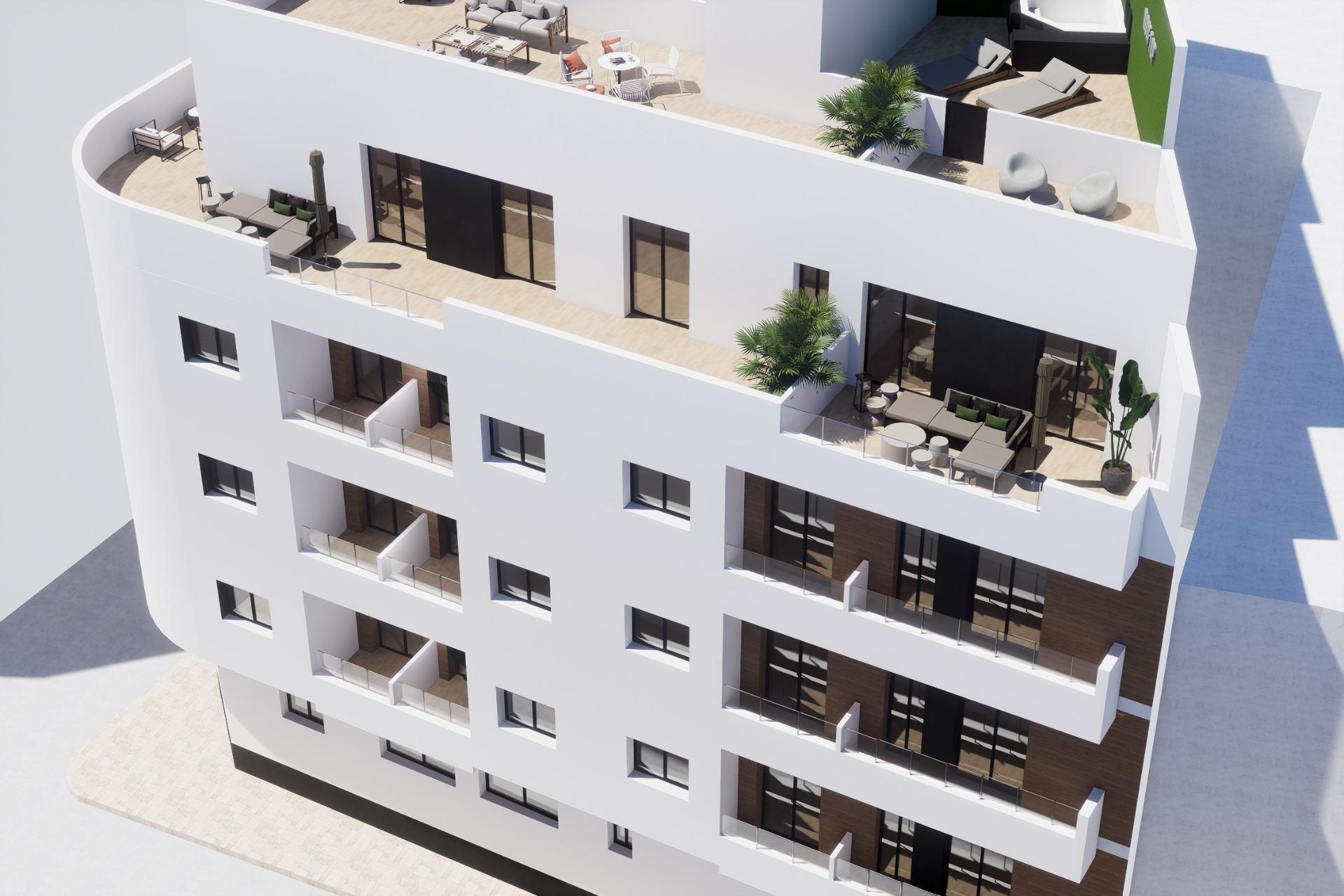 Ático de obra nueva con solárium privado en el centro de Torrevieja — 2 dorm.