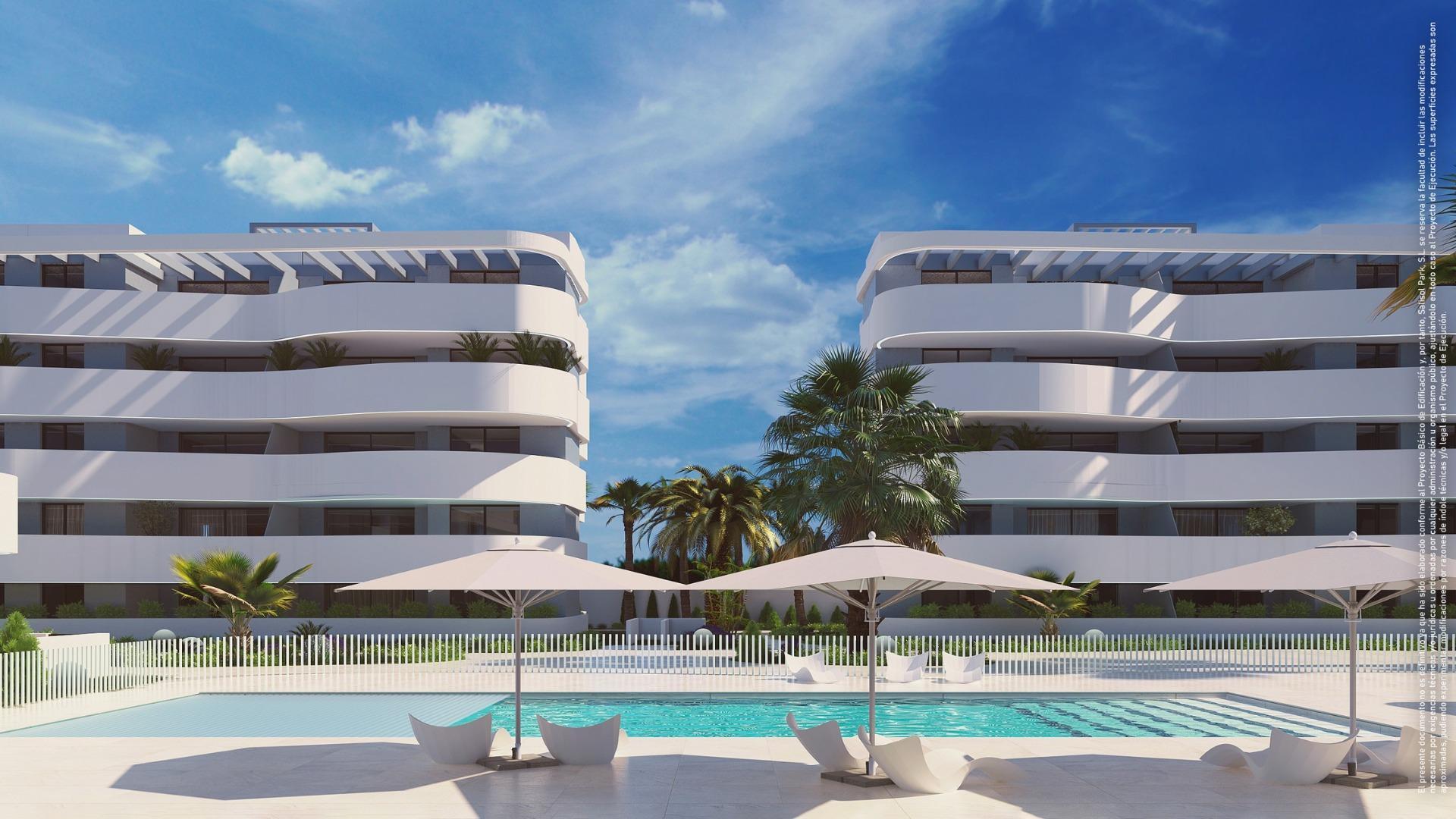 Apartamento de obra nueva con piscina privada en El Raso, Guardamar — 2 dorm.