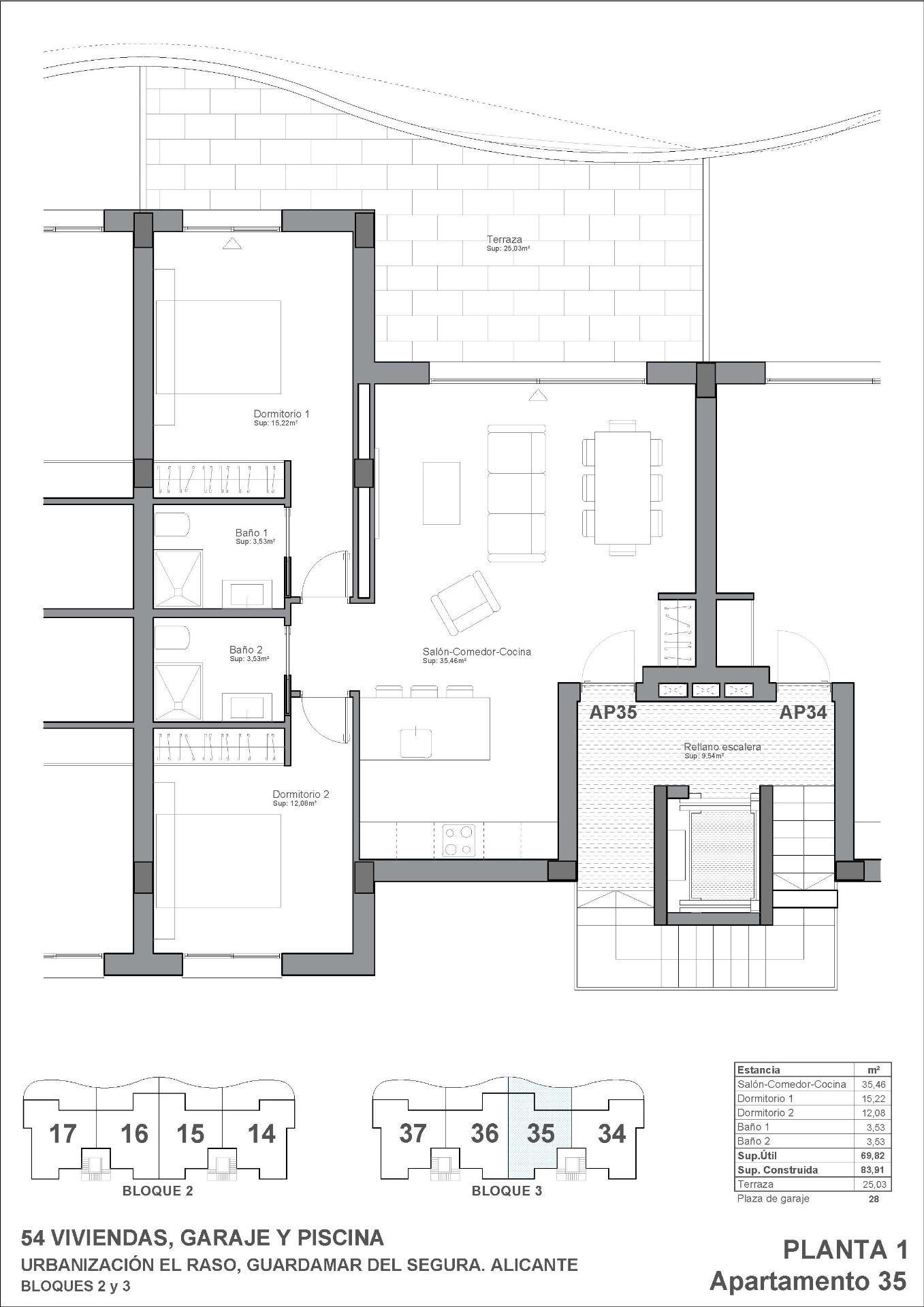 Apartamento de obra nueva con piscina privada en El Raso, Guardamar — 2 dorm.
