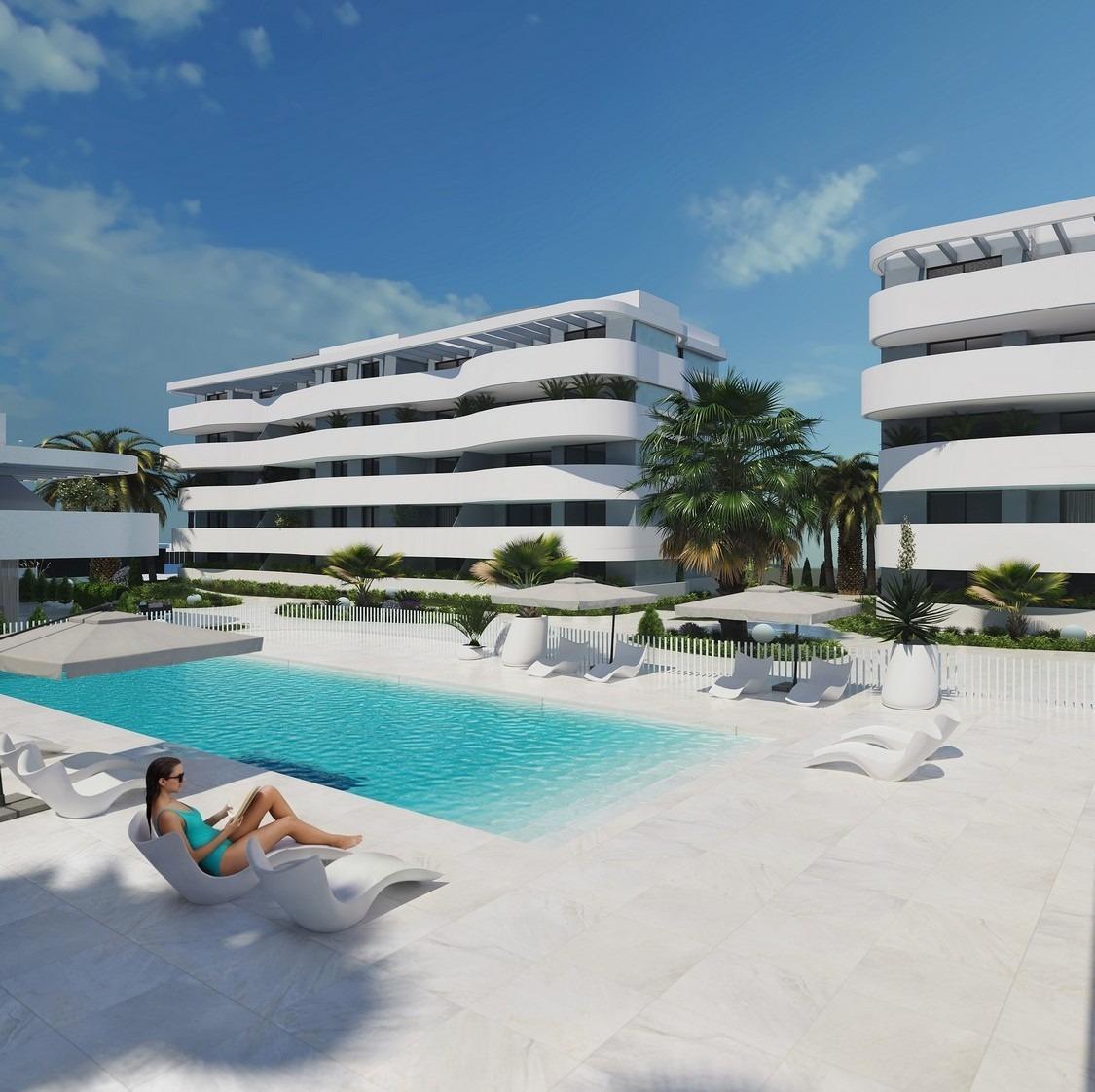 Apartamento de obra nueva con piscina privada en El Raso, Guardamar — 2 dorm.