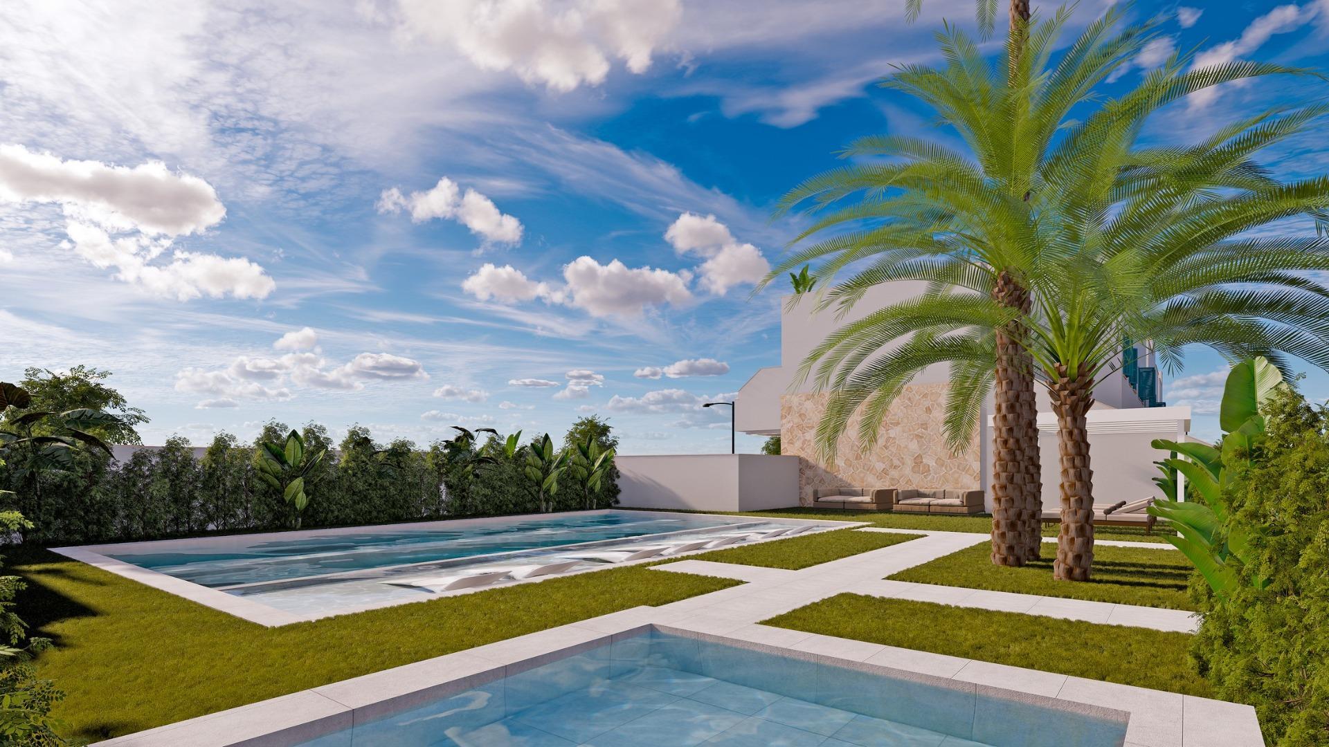 Chalet de obra nueva con piscina privada a 500m del mar en Pilar de la Horadada