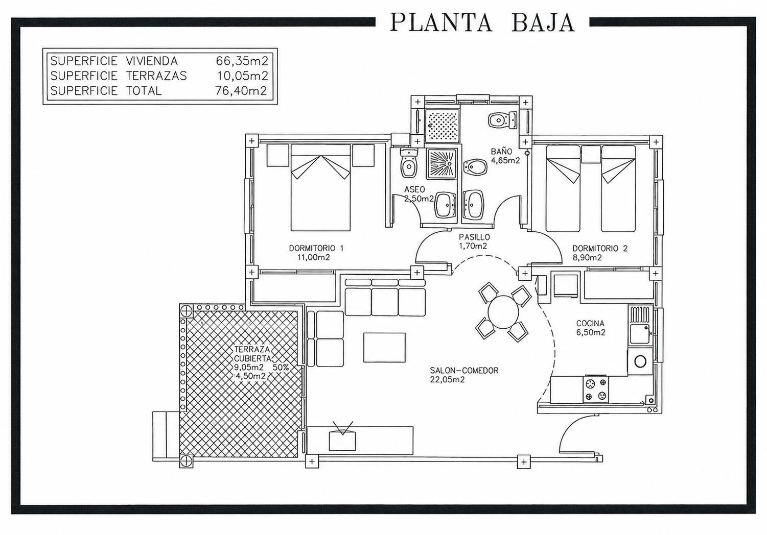 Bungalow con parcela de 170 m² y orientación sur en Lomas de Cabo Roig