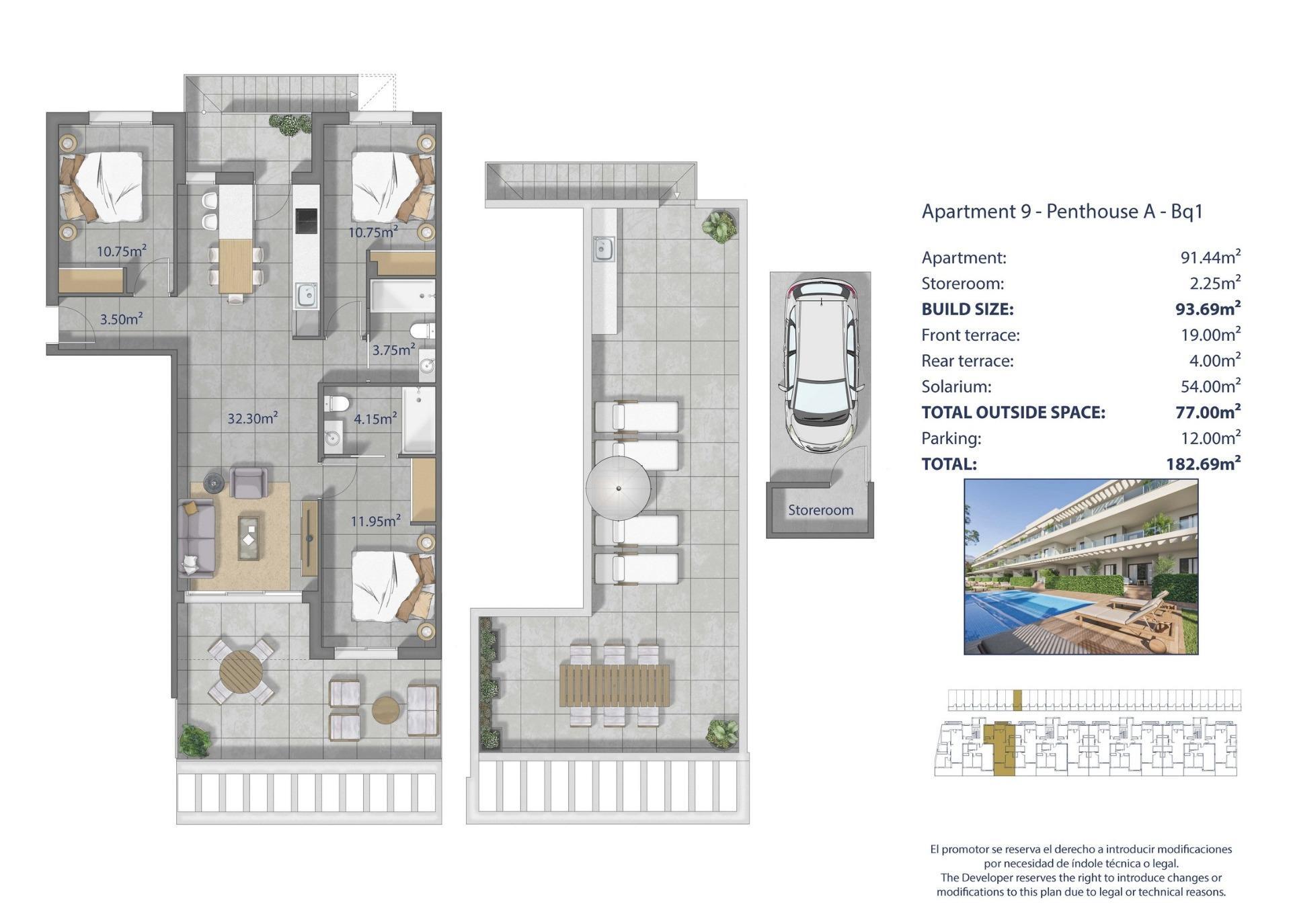 Ático de obra nueva con piscina privada y solárium en Los Alcázares — 3 dorm.