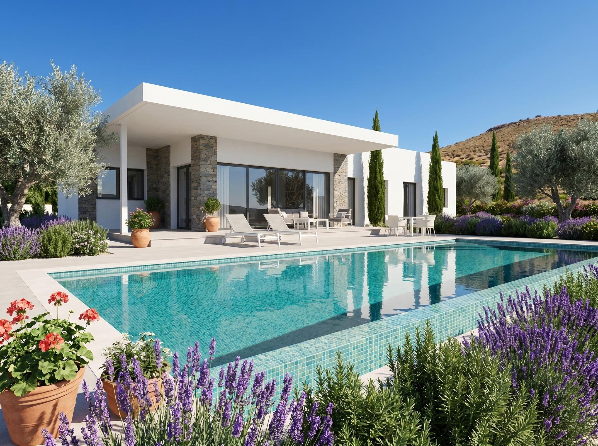 Villa de diseño con parcela de 10.116 m² y piscina en Pinoso — Obra nueva