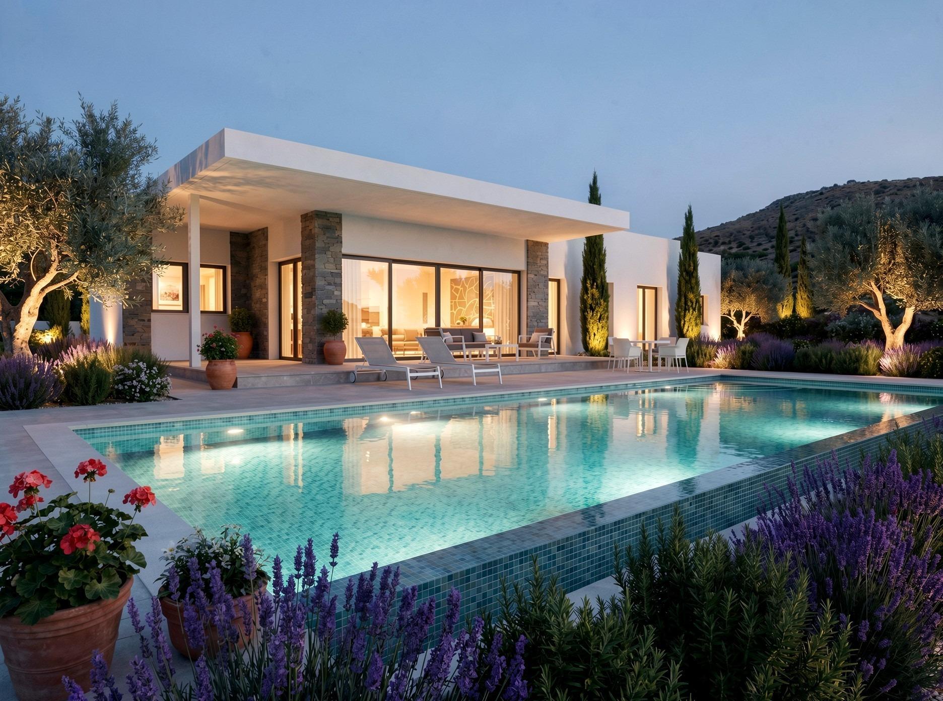 Villa de diseño con parcela de 10.116 m² y piscina en Pinoso — Obra nueva