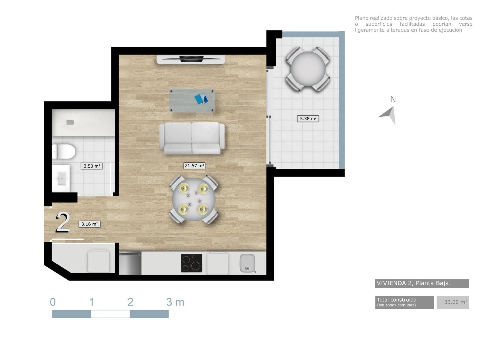 Estudio de diseño con piscina y sauna en el centro de Torrevieja — Obra Nueva