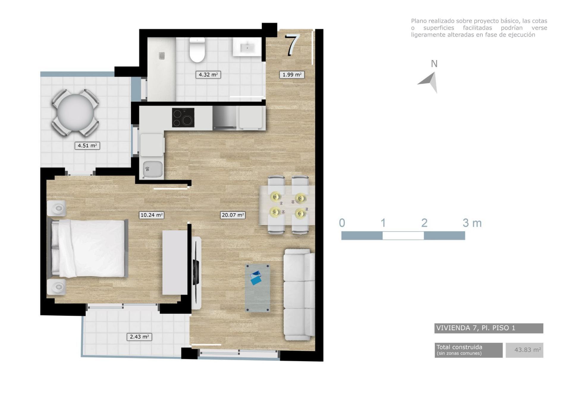 Apartamento de obra nueva con piscina en el centro de Torrevieja — 1 dorm.
