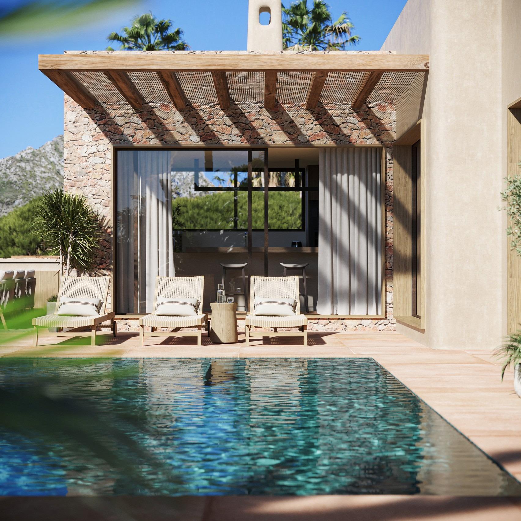 Villa Nueva Estilo Ibiza en Jávea — 3 Dormitorios, Piscina y Diseño Mediterráneo