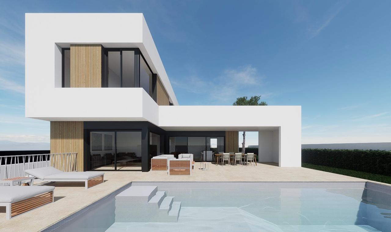 Villa de obra nueva en Finestrat con piscina y vistas al mar — 4 dorm.