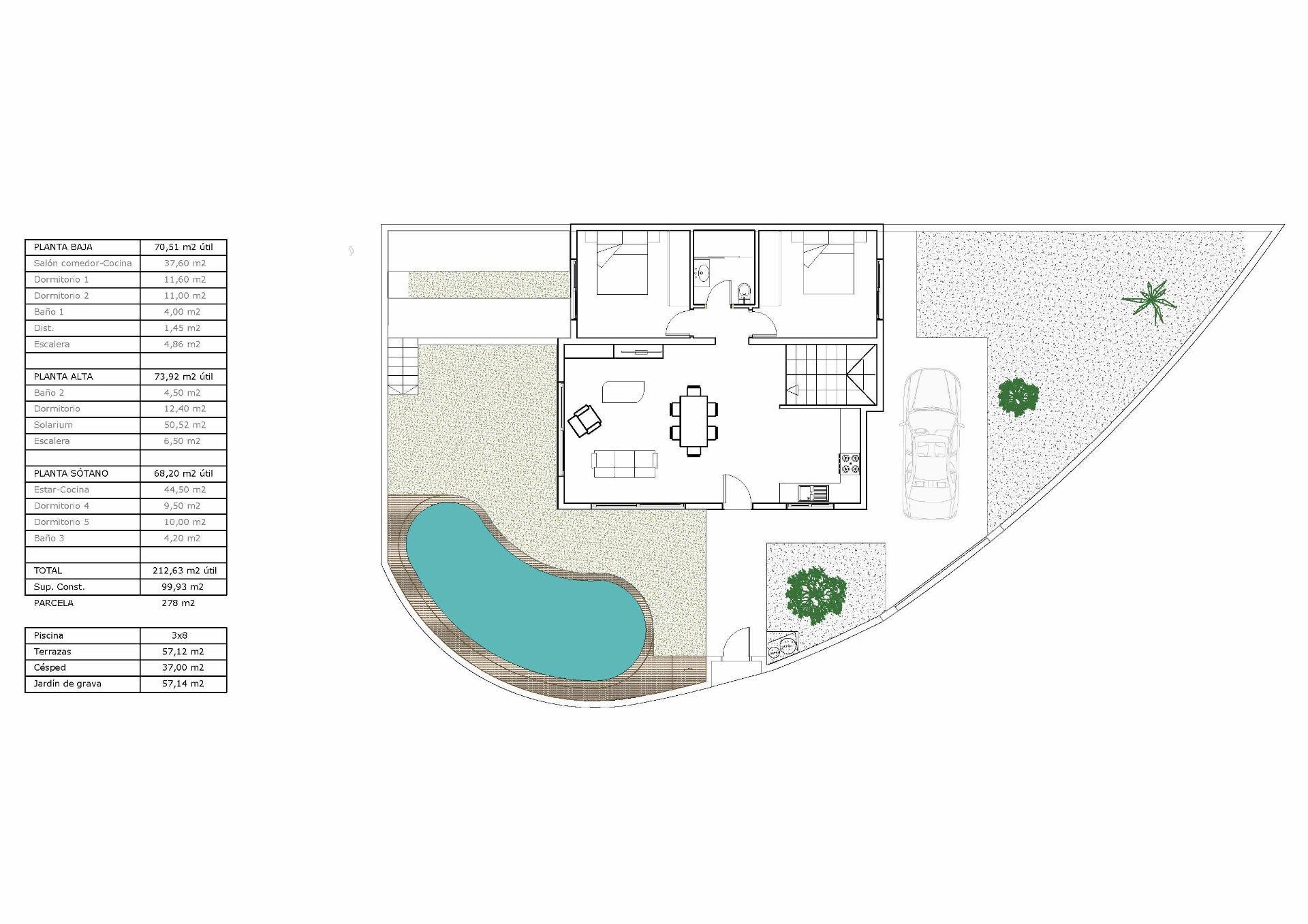 Villa de obra nueva junto al Golf La Marquesa en Ciudad Quesada — 5 dorm. y piscina