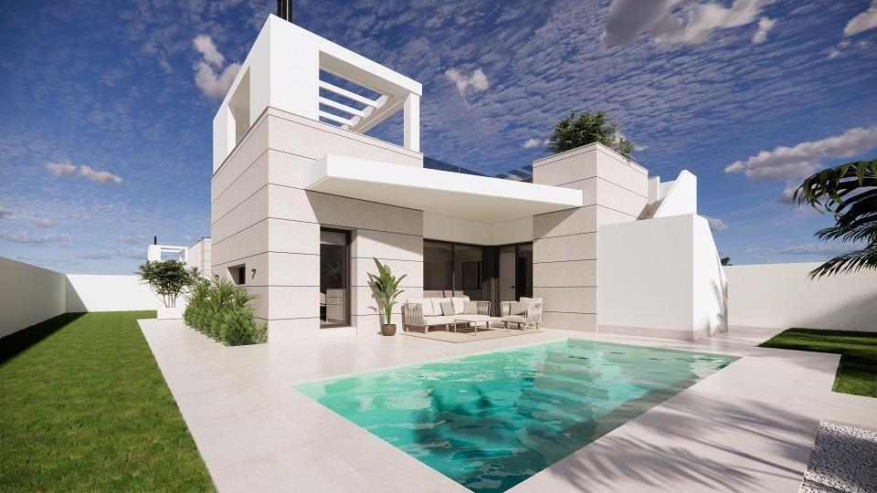Villa de obra nueva en San Luis, Torrevieja: piscina privada y solárium premium